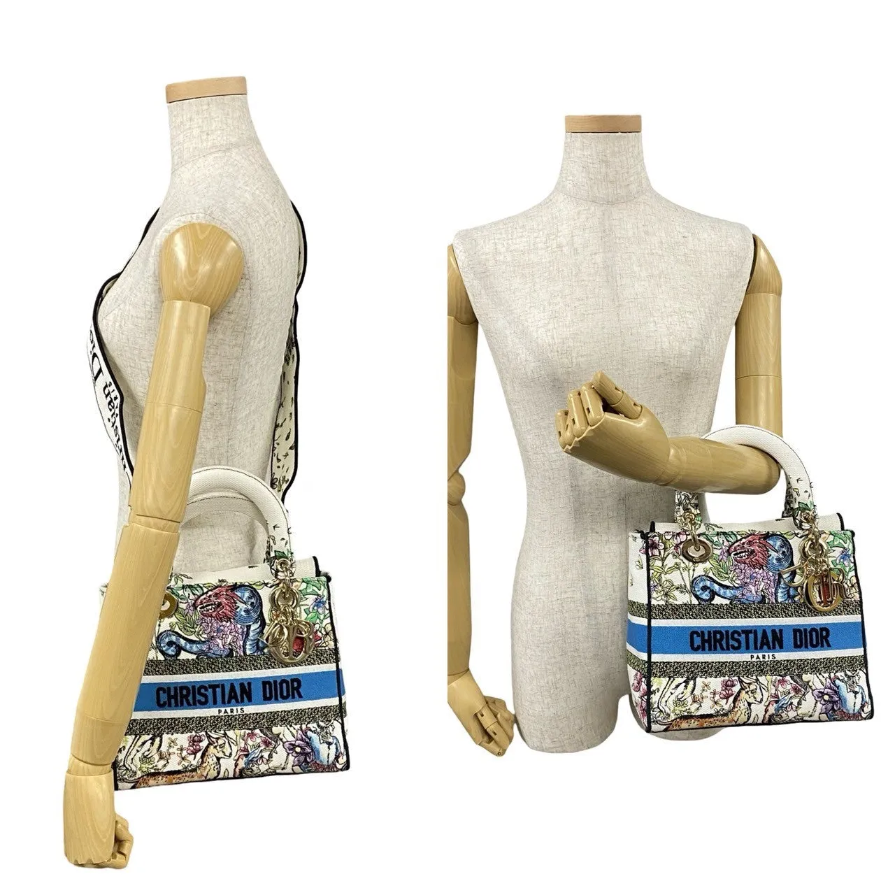 Dior Shoulder Bag canvas white Lady Delight Women Used