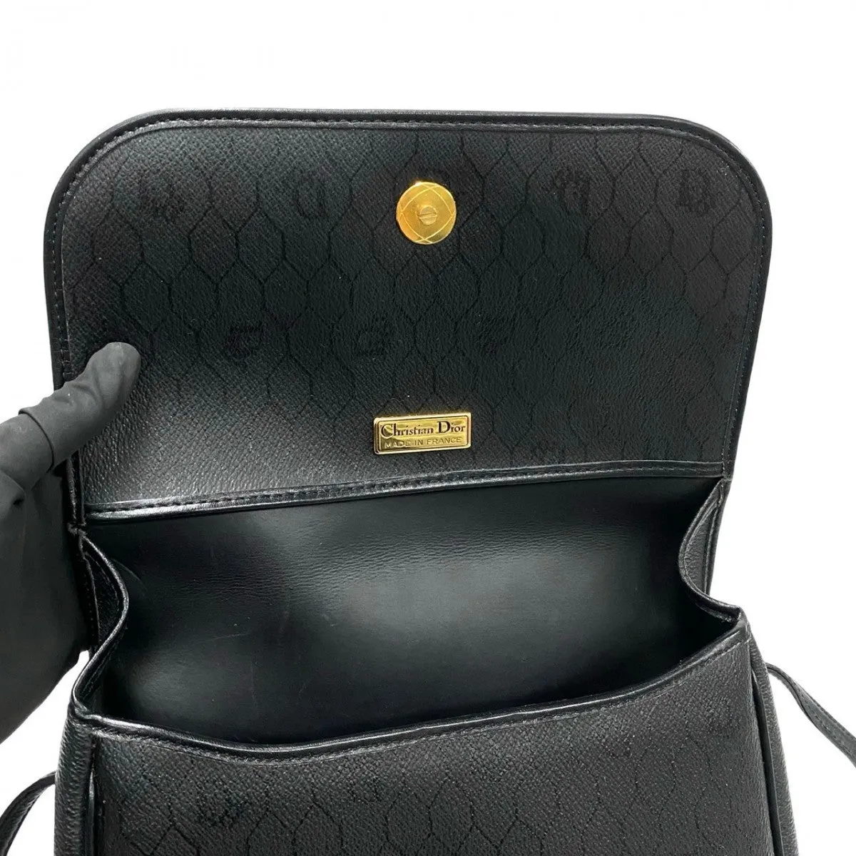 Dior Shoulder Bag Leather, PVC black Honeycomb Pattern Women Used