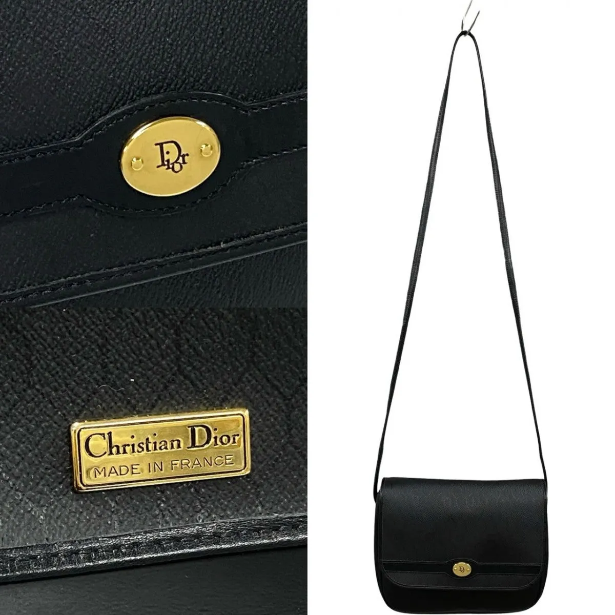 Dior Shoulder Bag Leather, PVC black Honeycomb Pattern Women Used