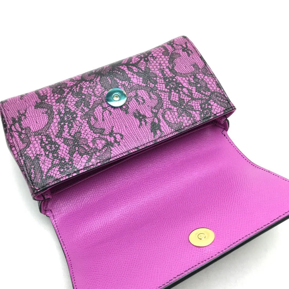 DOLCE&GABBANA Shoulder Bag leather Purple pink Lace Pattern Crossbody wallet bag