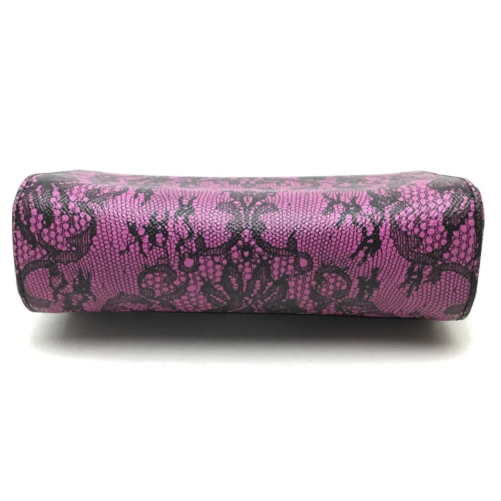 DOLCE&GABBANA Shoulder Bag leather Purple pink Lace Pattern Crossbody wallet bag