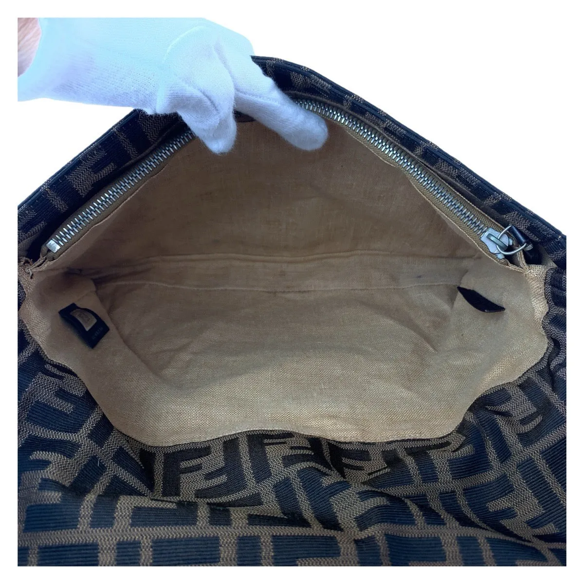 FENDI Shoulder Bag Canvas, Leather Brown Gold Metal Crossbody Shoulder Bag Messenger Bag Zucca Women Used