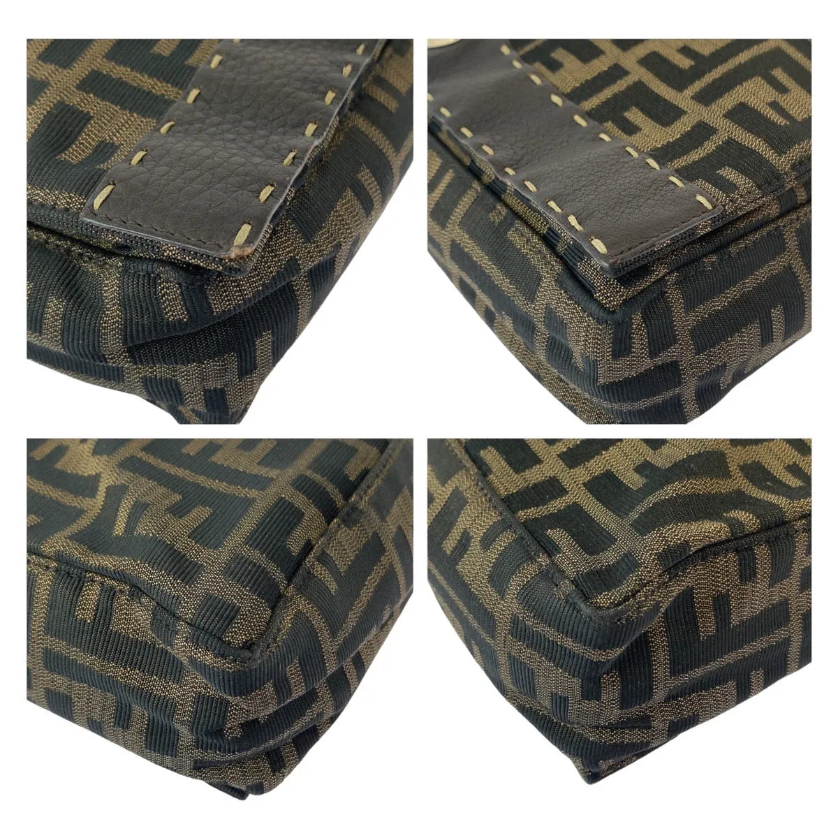 FENDI Shoulder Bag Canvas, Leather Brown Gold Metal Crossbody Shoulder Bag Messenger Bag Zucca Women Used