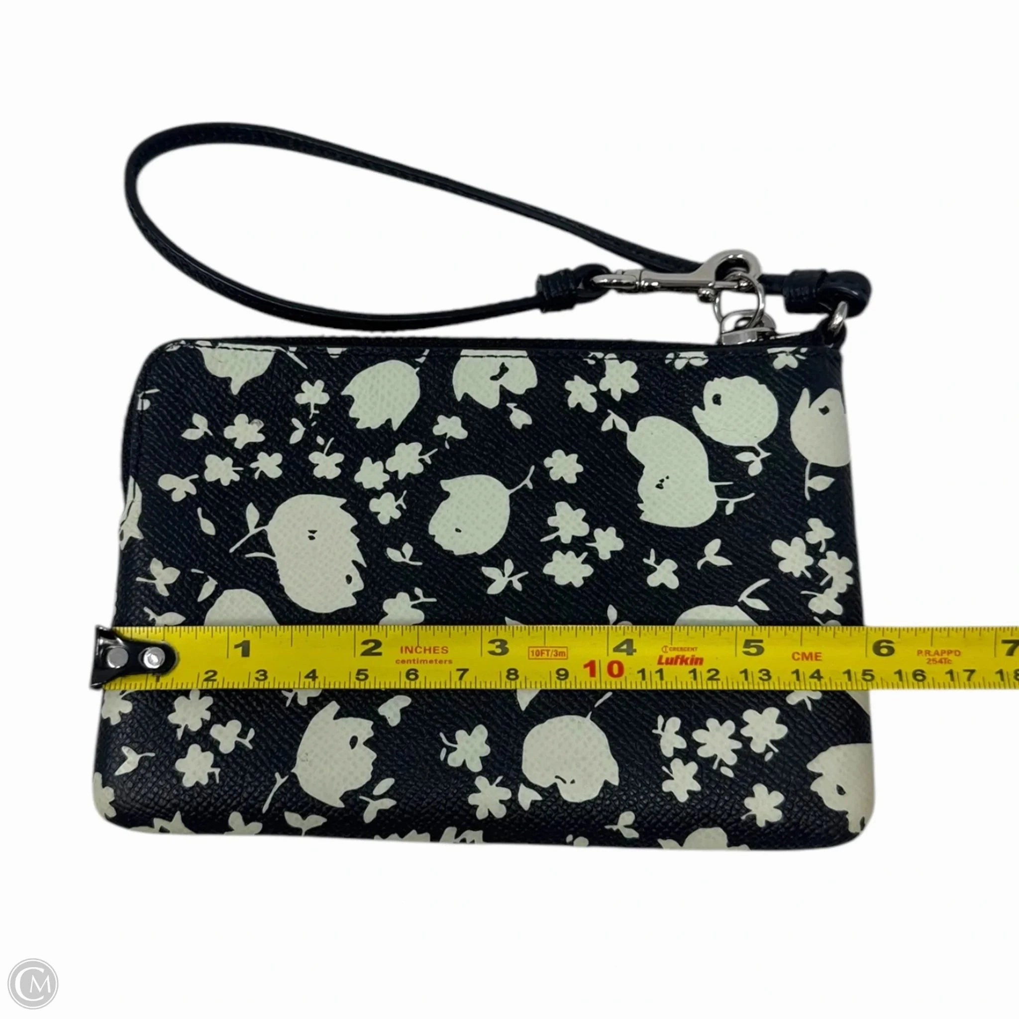 Floral Printed Corner Zip Wristlet Designer By Coach, Size: Small