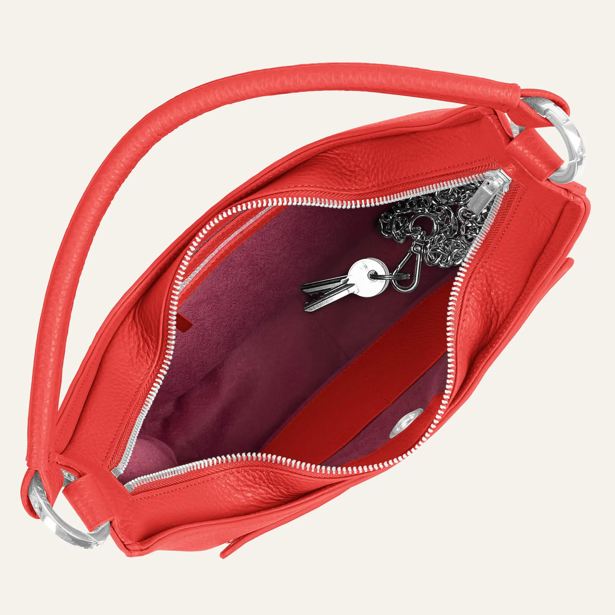 Florence Shoulder Bag | Coral with Silver hardware