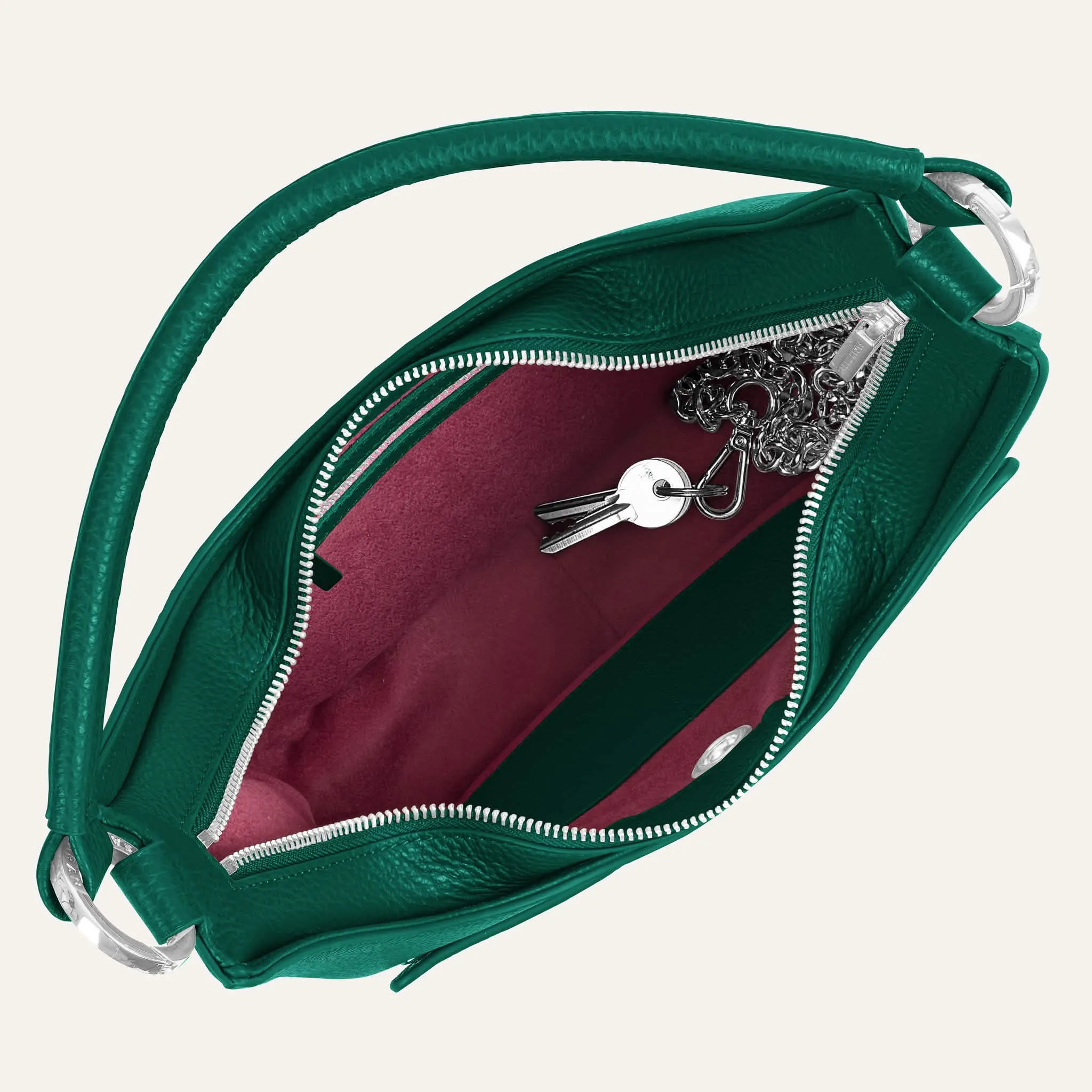 Florence Shoulder Bag | Evergreen with Silver hardware