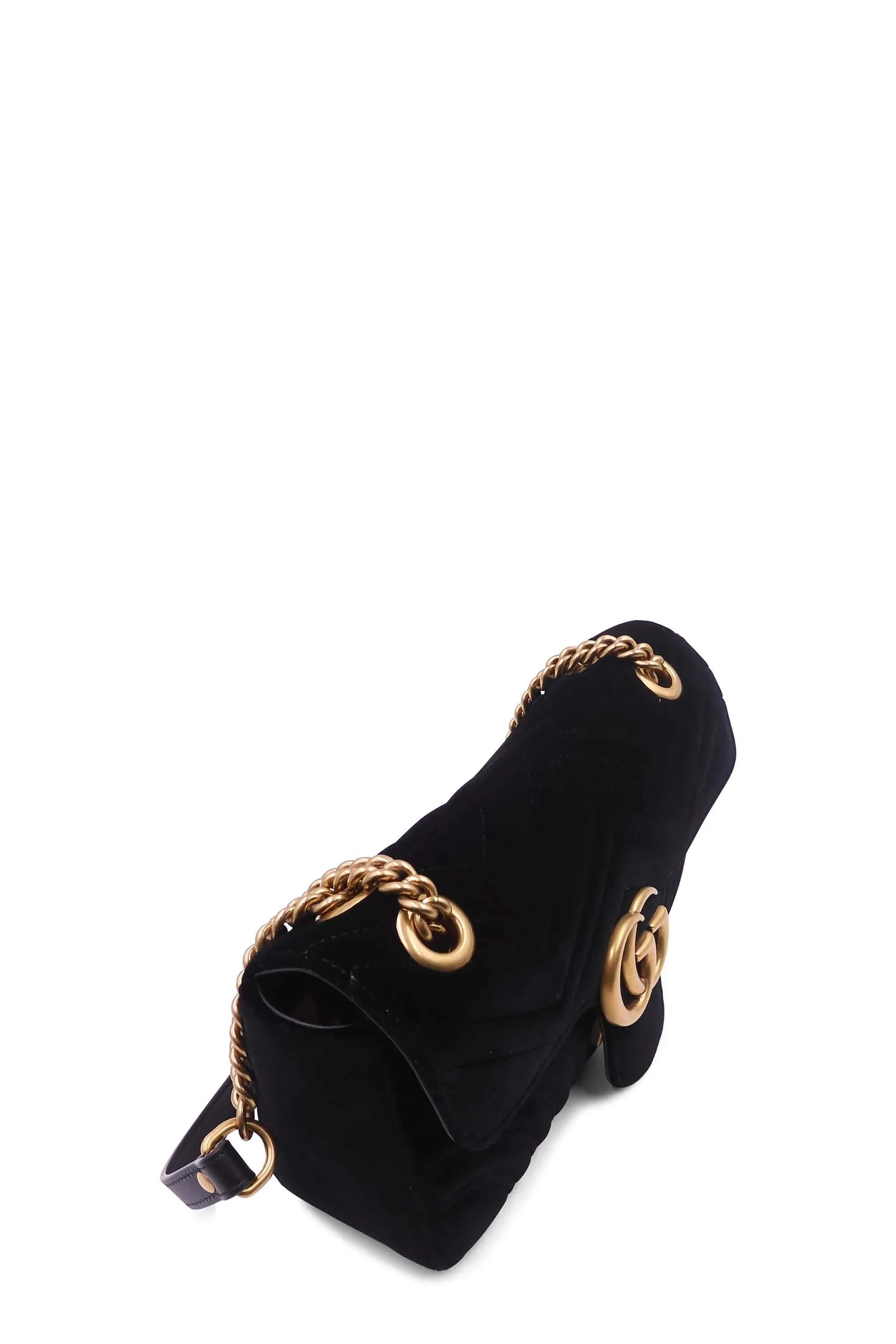 GG Marmont Small Matelasse Shoulder Bag Velvet Black