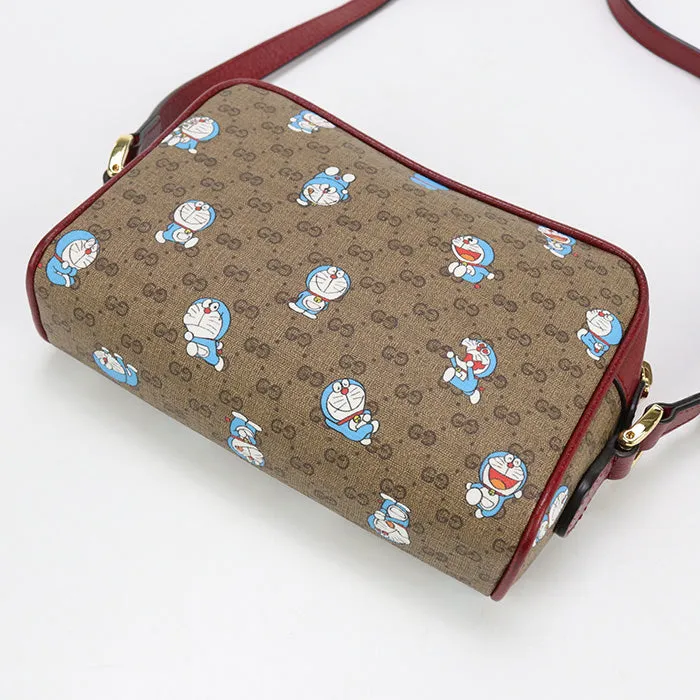 GUCCI 647784 Shoulder Bag Doraemon collaboration Mini bag pochette crossbody GG Supreme Canvas,leather beige Women