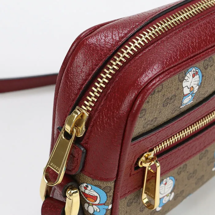 GUCCI 647784 Shoulder Bag Doraemon collaboration Mini bag pochette crossbody GG Supreme Canvas,leather beige Women