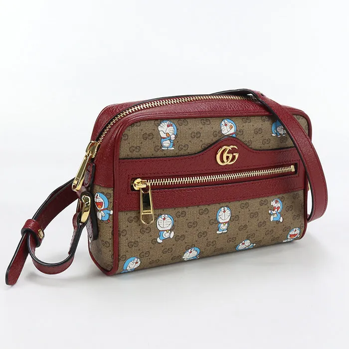 GUCCI 647784 Shoulder Bag Doraemon collaboration Mini bag pochette crossbody GG Supreme Canvas,leather beige Women