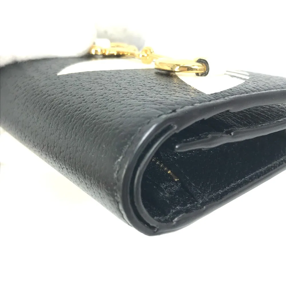GUCCI Folded wallet 702248 leather black logo adidas collaboration Shoulder wallet Women Used