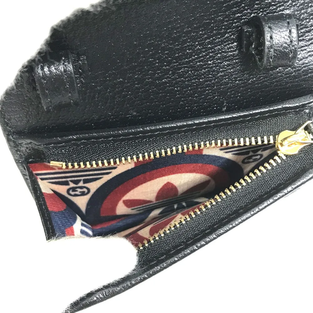 GUCCI Folded wallet 702248 leather black logo adidas collaboration Shoulder wallet Women Used