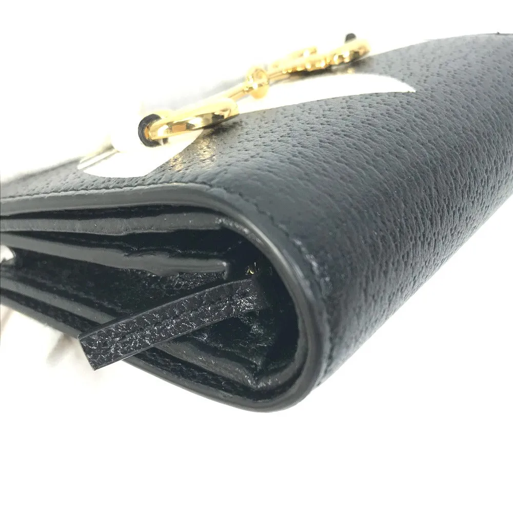 GUCCI Folded wallet 702248 leather black logo adidas collaboration Shoulder wallet Women Used