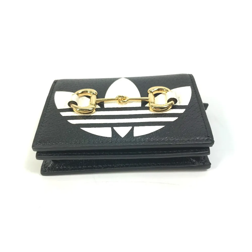 GUCCI Folded wallet 702248 leather black logo adidas collaboration Shoulder wallet Women Used