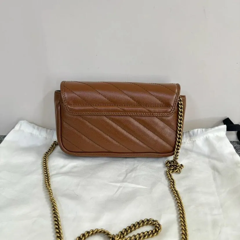 Gucci GG Marmont Brown Leather Small Shoulder Bag