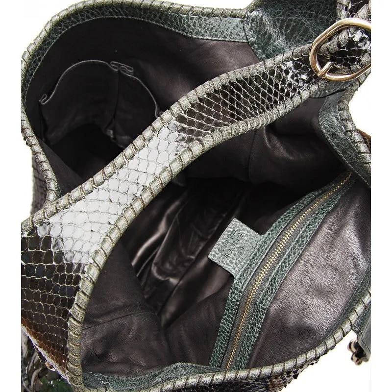 Gucci Green & black snakeskin shoulder bag