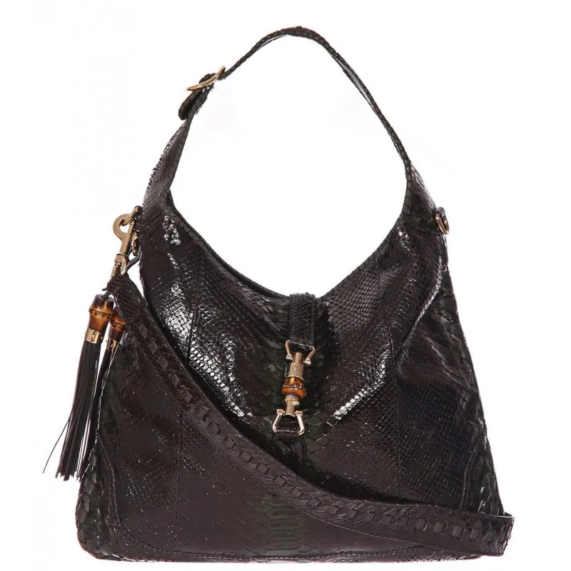 Gucci Green & black snakeskin shoulder bag