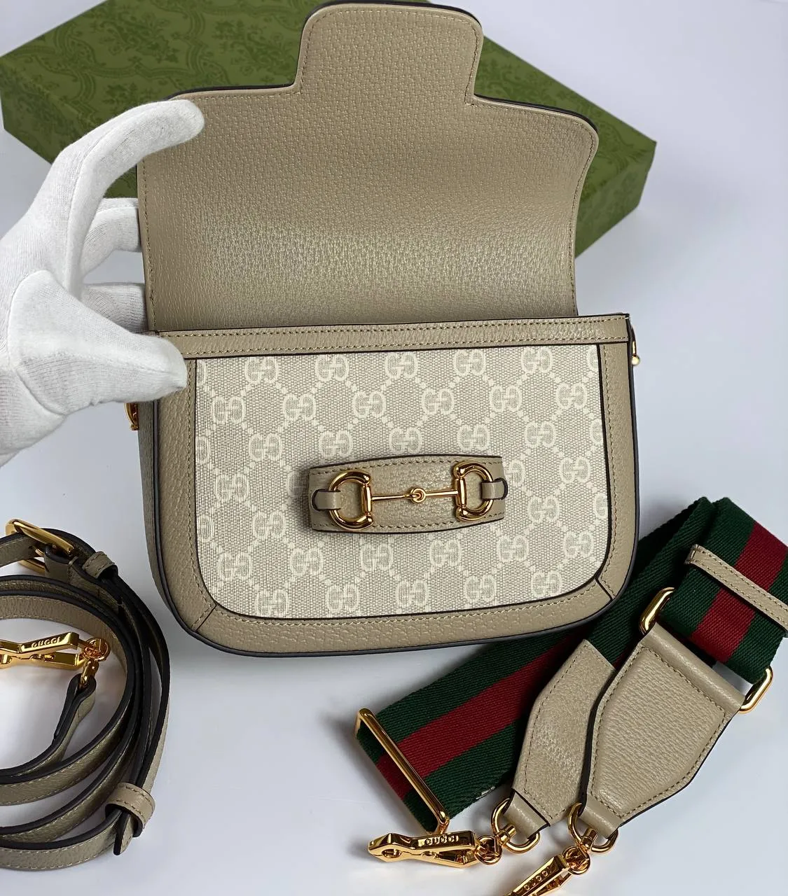 Gucci Horsebit 1955 shoulder bag white