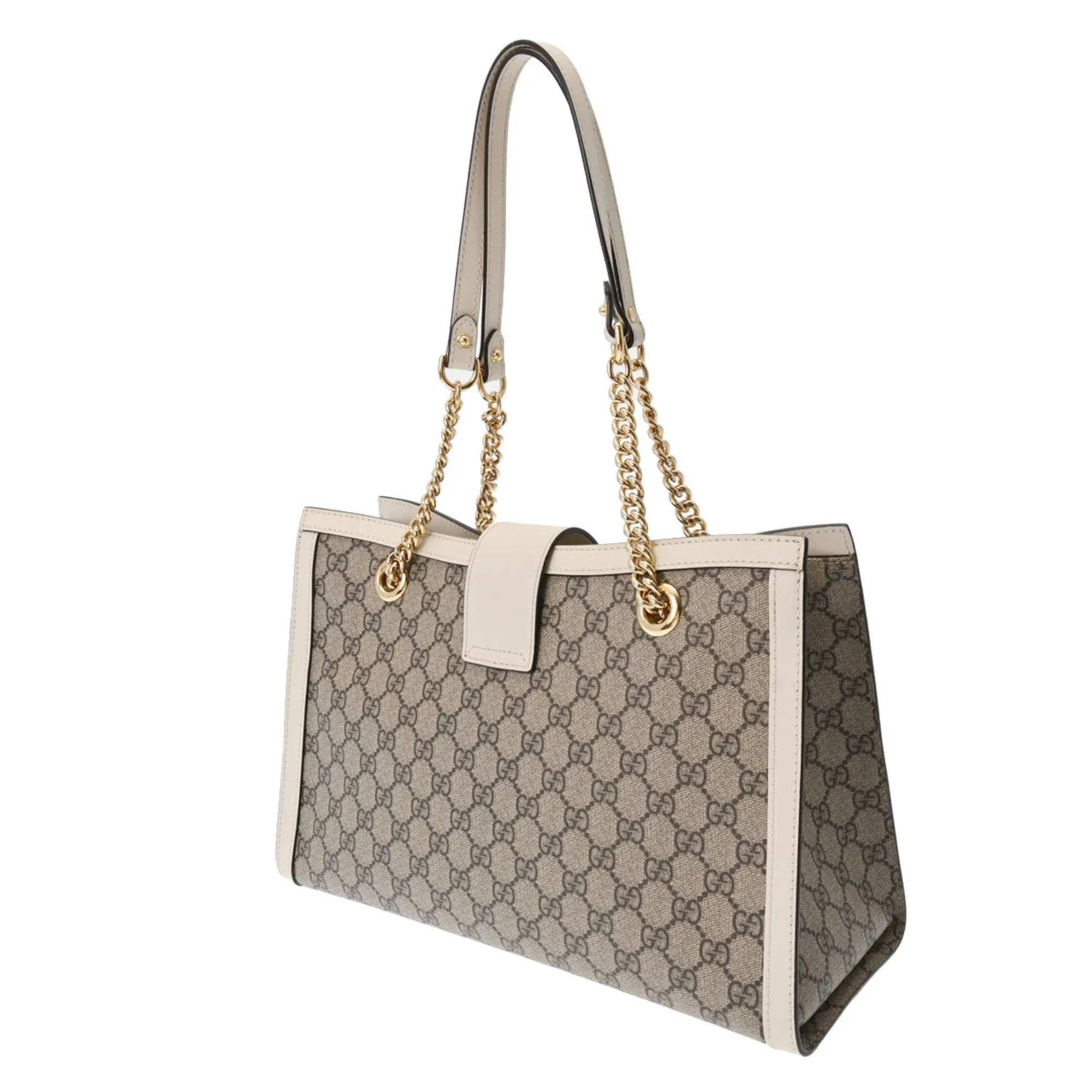 GUCCI Padlock GG Medium Chain Shoulder Bag Beige 479197 Women's Supreme Canvas Tote