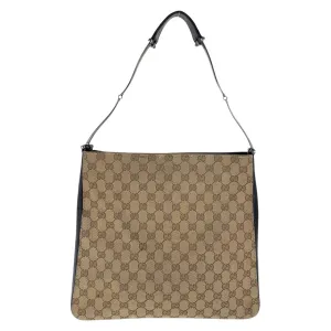 GUCCI Shoulder Bag 001 3181 GG canvas, leather Brown Silver Metal Women Used