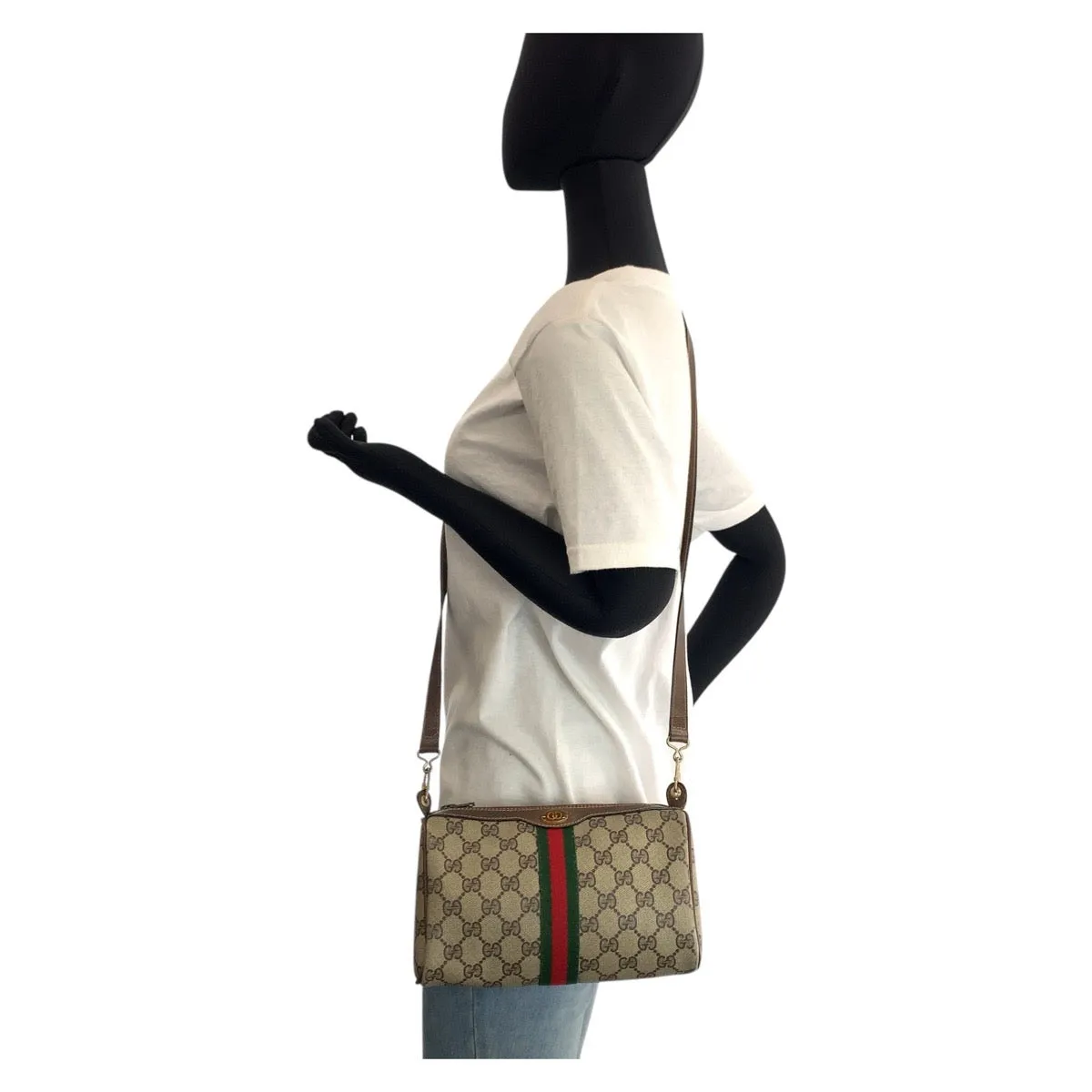 GUCCI Shoulder Bag 41 004 4465 GG Supreme Canvas beige Sherry Line Old Gucci
