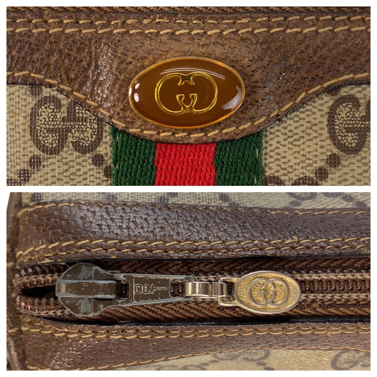 GUCCI Shoulder Bag 41 004 4465 GG Supreme Canvas beige Sherry Line Old Gucci