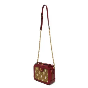 GUCCI Shoulder Bag 655596 2TVAG 9795 GG Mini Supreme canvas and calf leather Brown x red Mini GG Supreme ChainShoulder bag