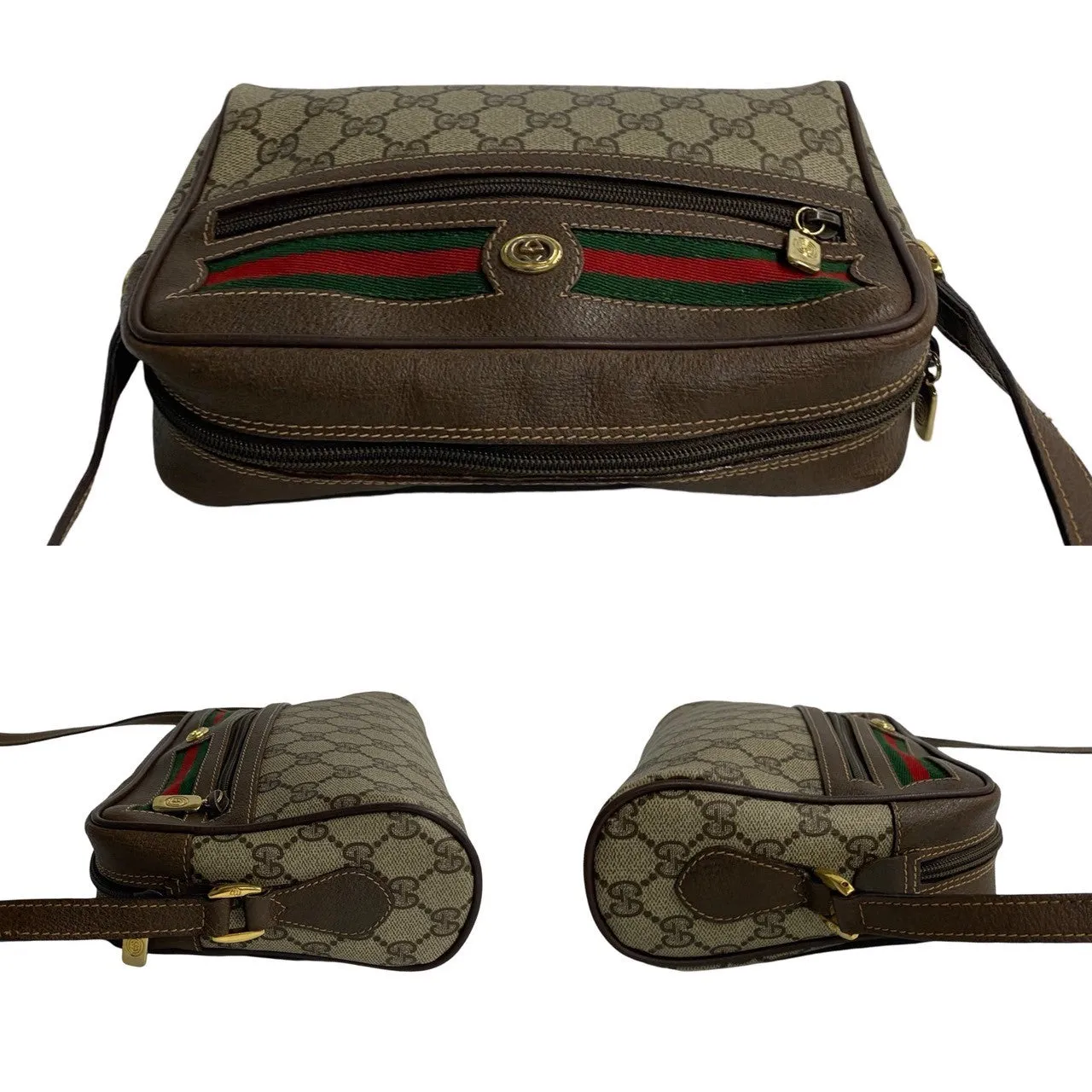 GUCCI Shoulder Bag leather Brown Sherry line