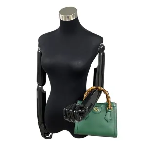 GUCCI Shoulder Bag leather green Bamboo Diana Mini Tote