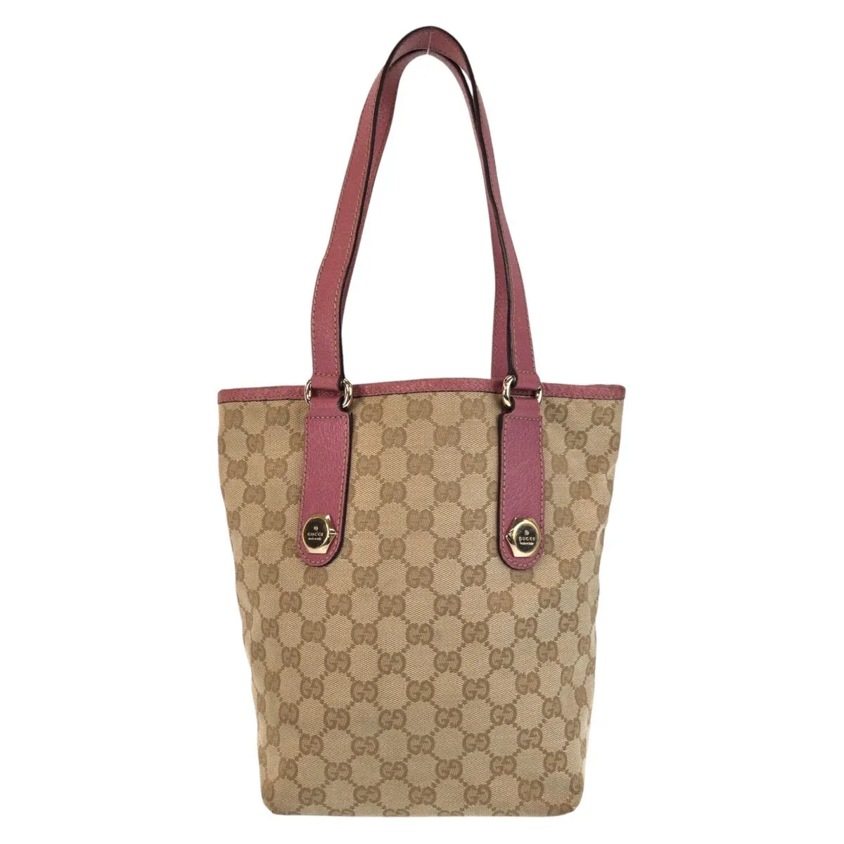 GUCCI Tote Bag 153361 GG canvas, leather Beige Pink Gold Metal Tote Bag Shoulder Bag Women Used