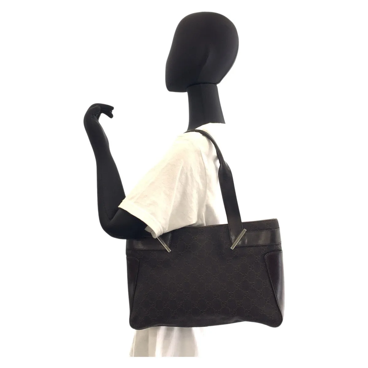 GUCCI Tote Bag 73983 GG canvas, leather Brown Tote Bag Shoulder Bag Women Used