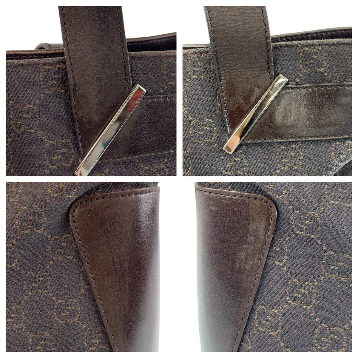 GUCCI Tote Bag 73983 GG canvas, leather Brown Tote Bag Shoulder Bag Women Used