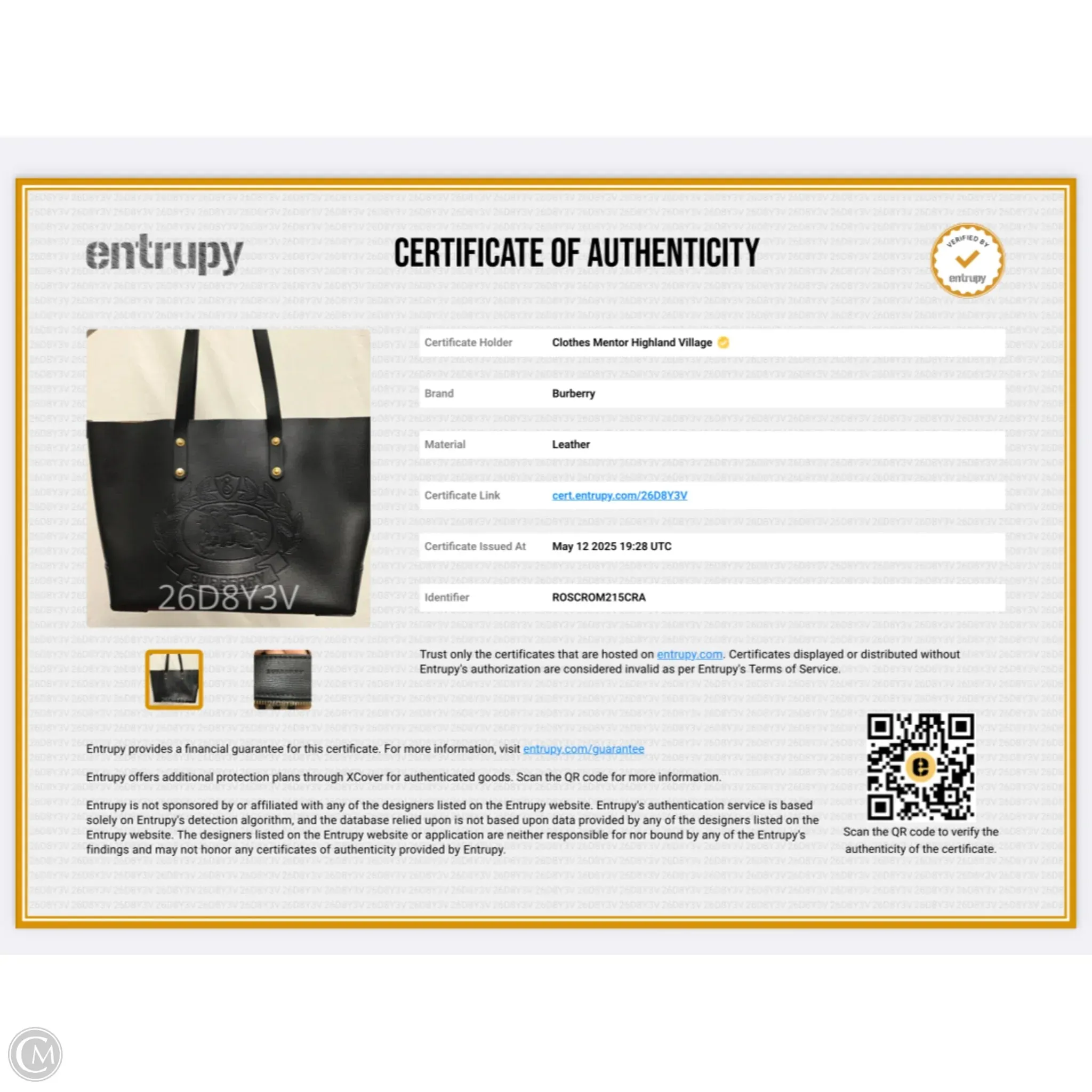 Handbag Luxury Designer By Burberry, Size: Large