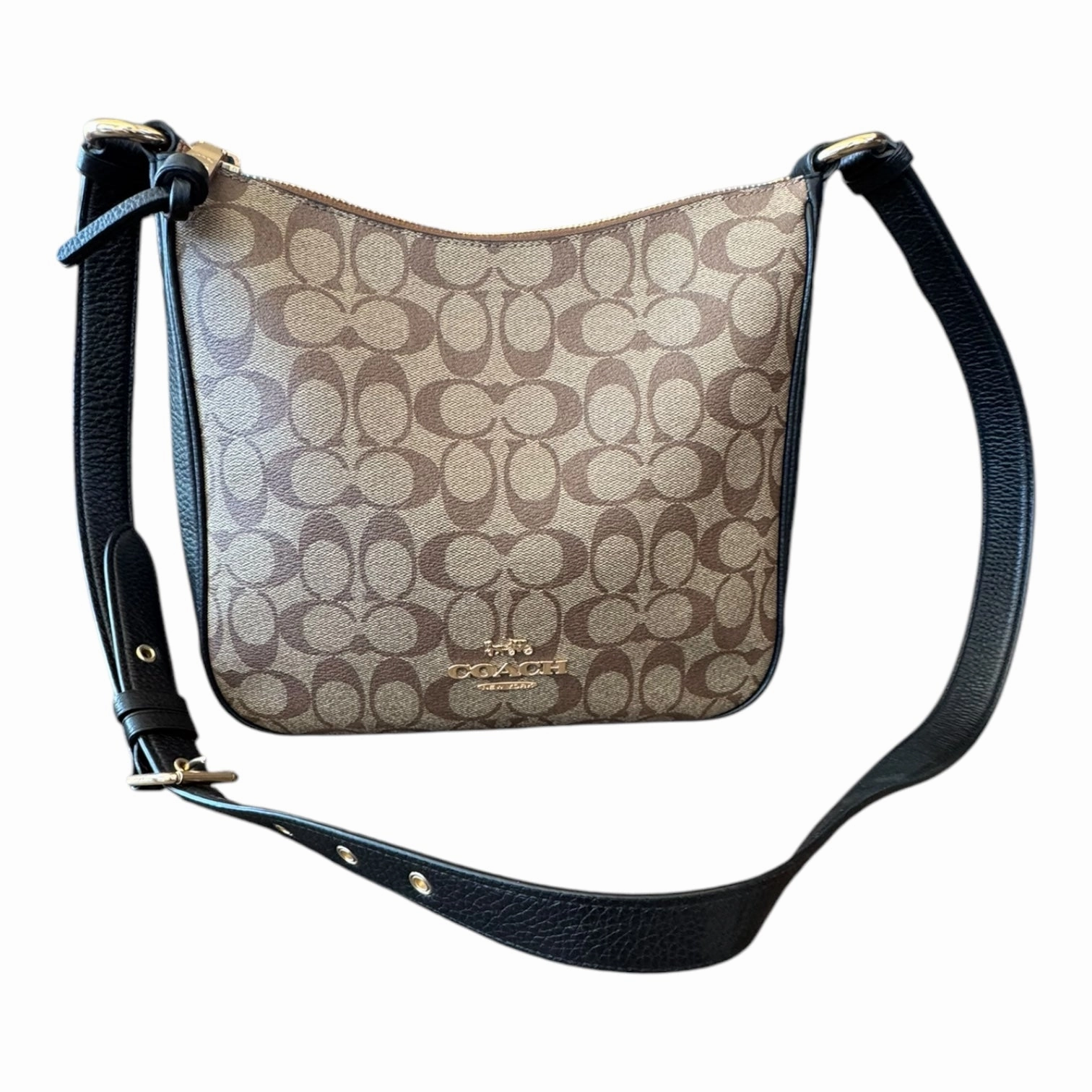 Handbag Designer By Coach In Black & Brown, Size:Medium