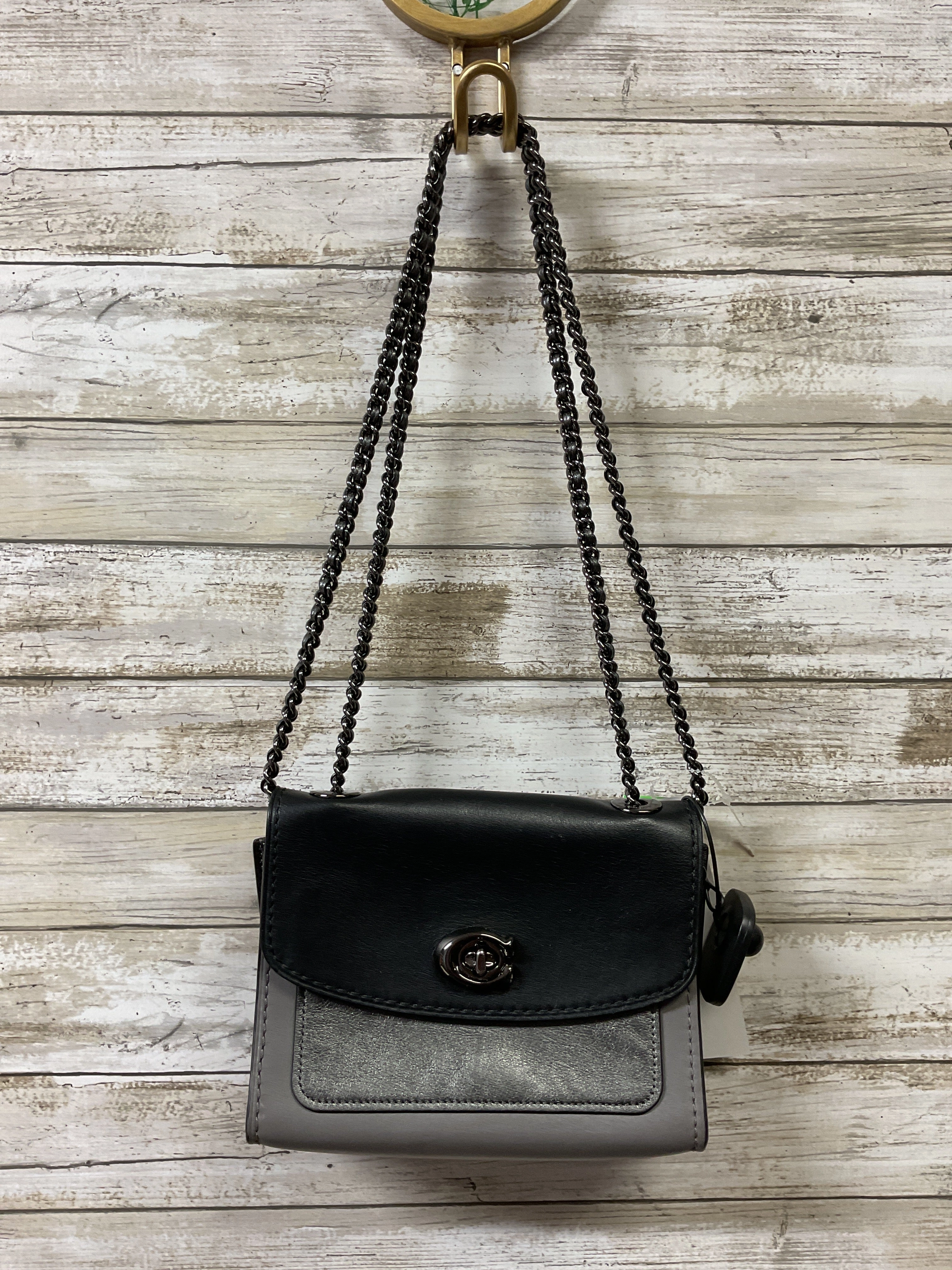 Handbag Designer By Coach In Black & Grey, Size:Small