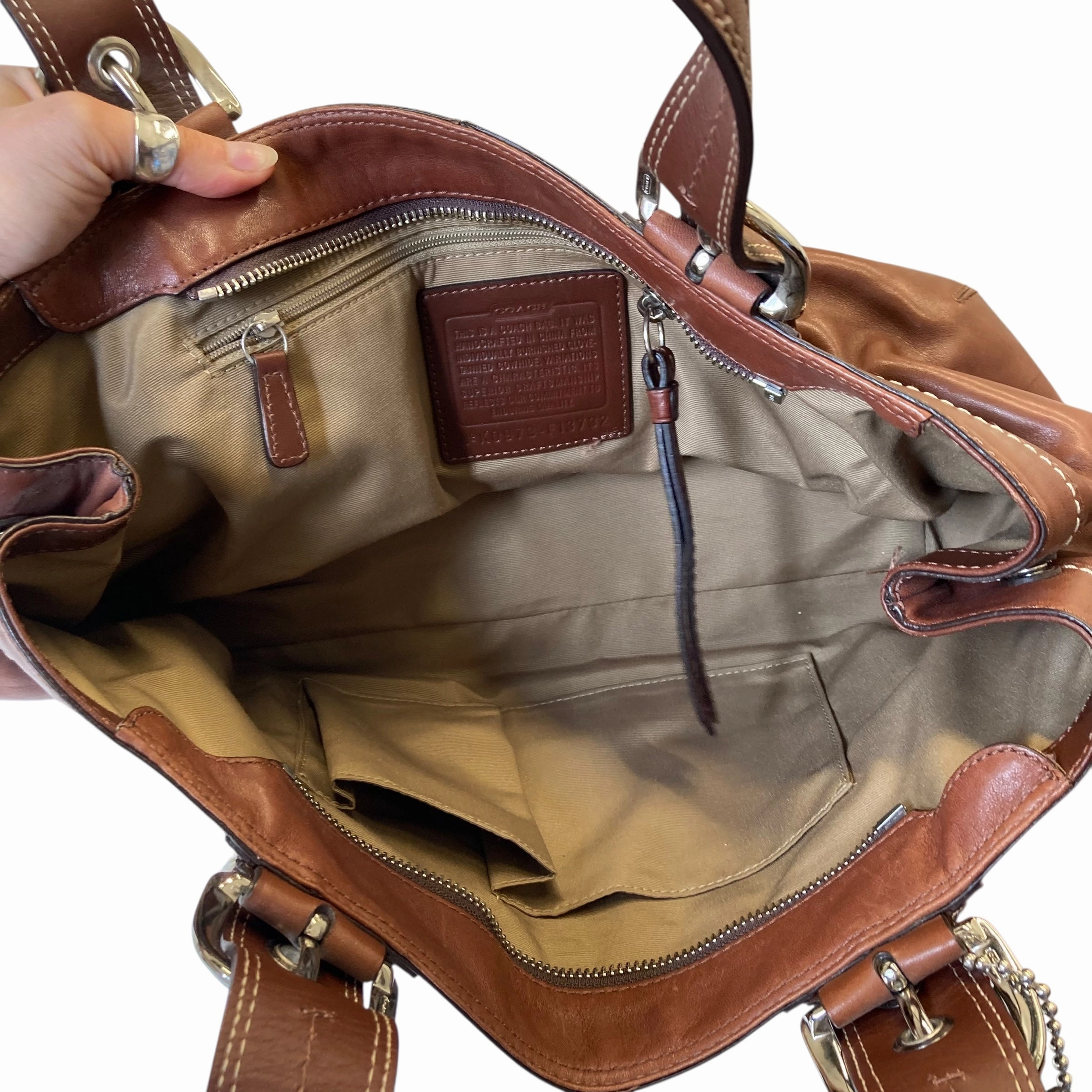Handbag Designer By Coach In Brown, Size:Large