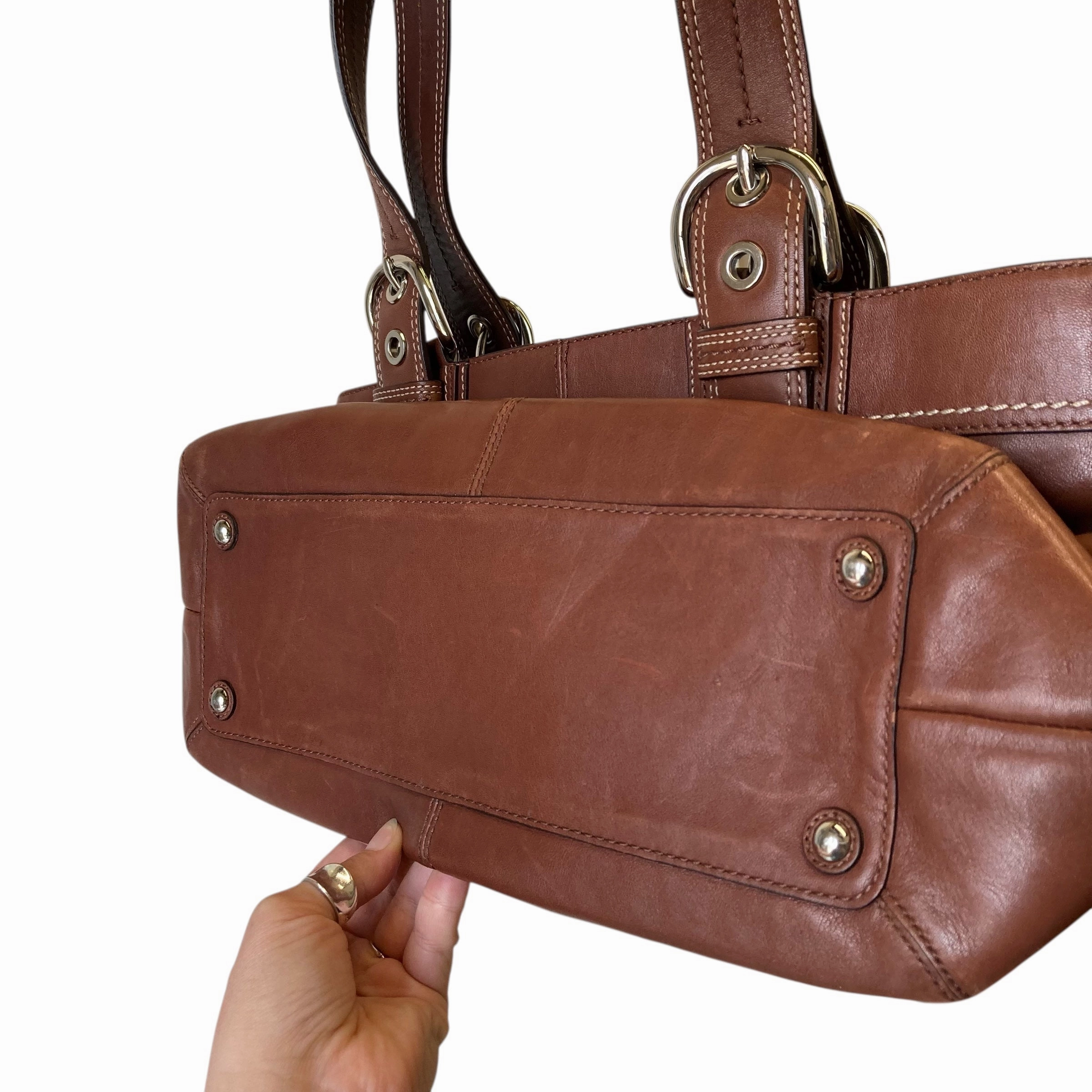 Handbag Designer By Coach In Brown, Size:Large