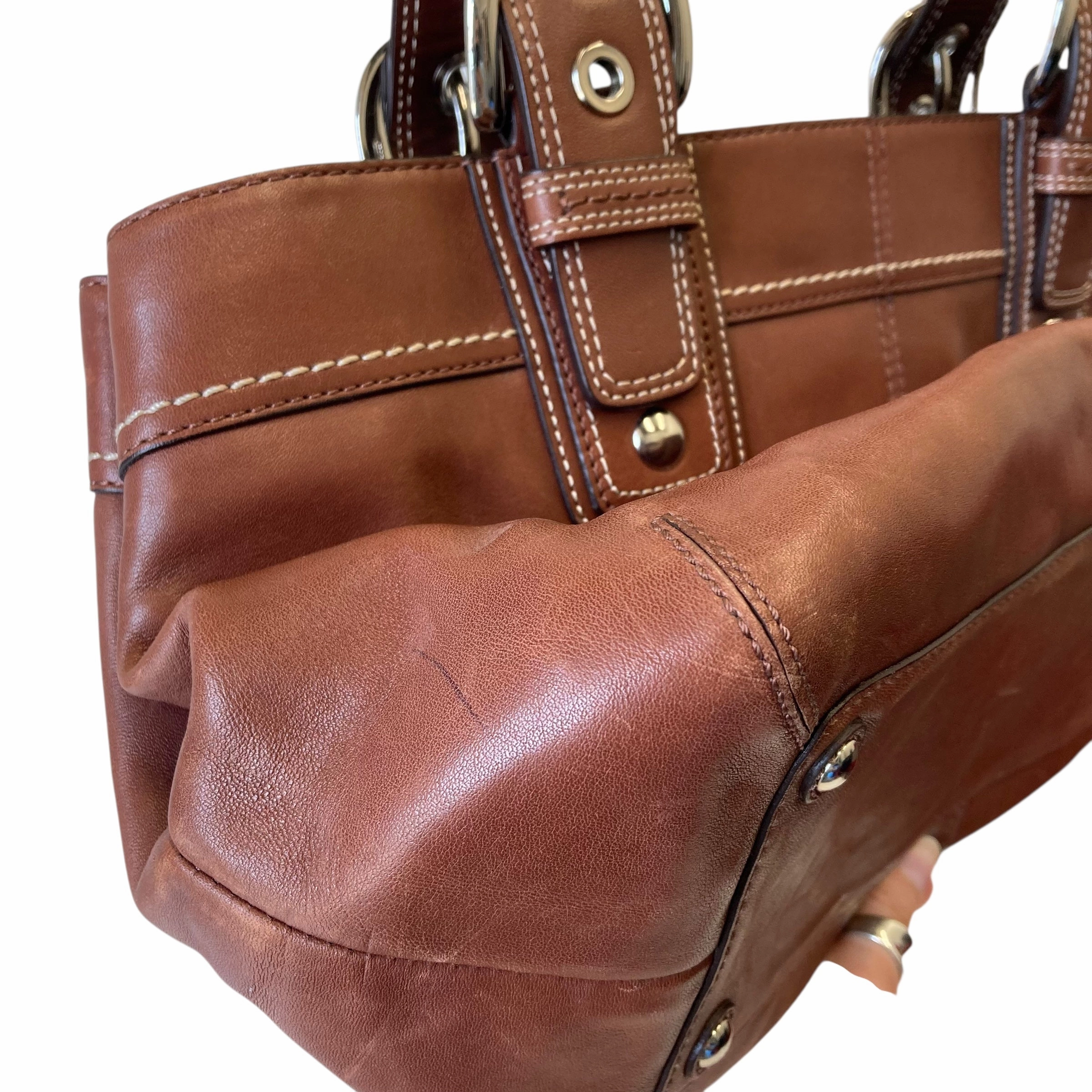 Handbag Designer By Coach In Brown, Size:Large