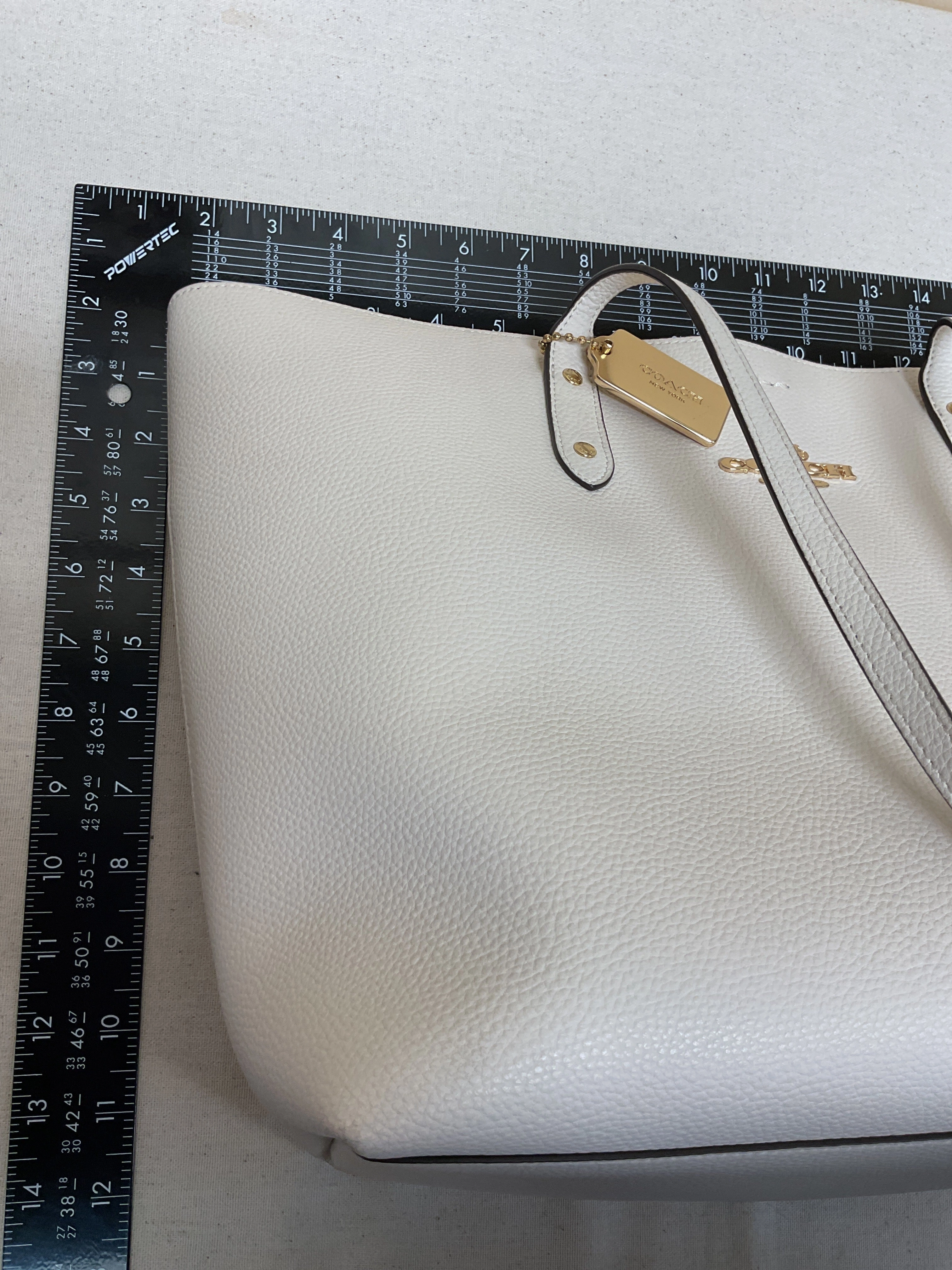 Handbag Designer By Coach In Cream, Size:Large