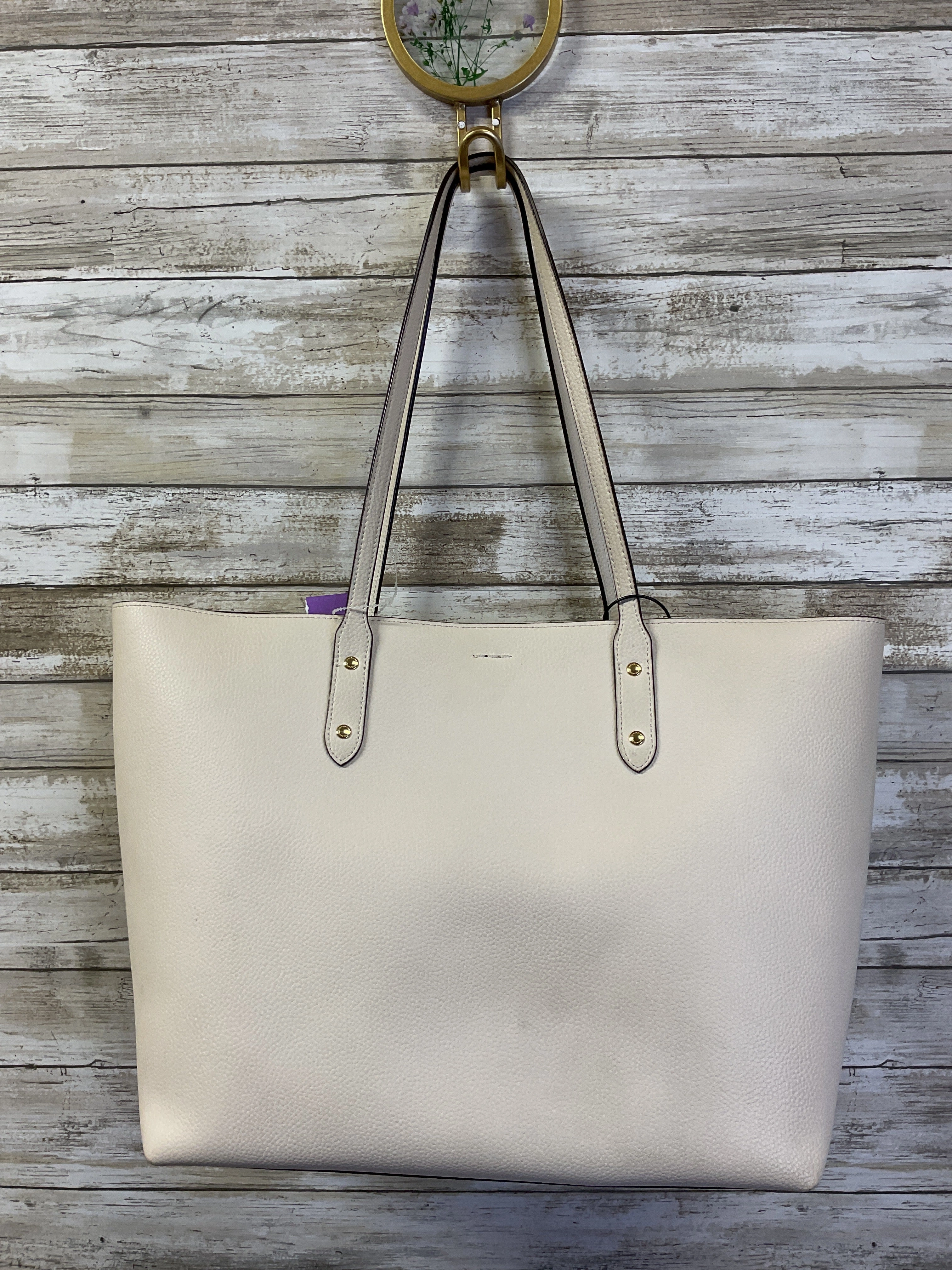 Handbag Designer By Coach In Cream, Size:Large