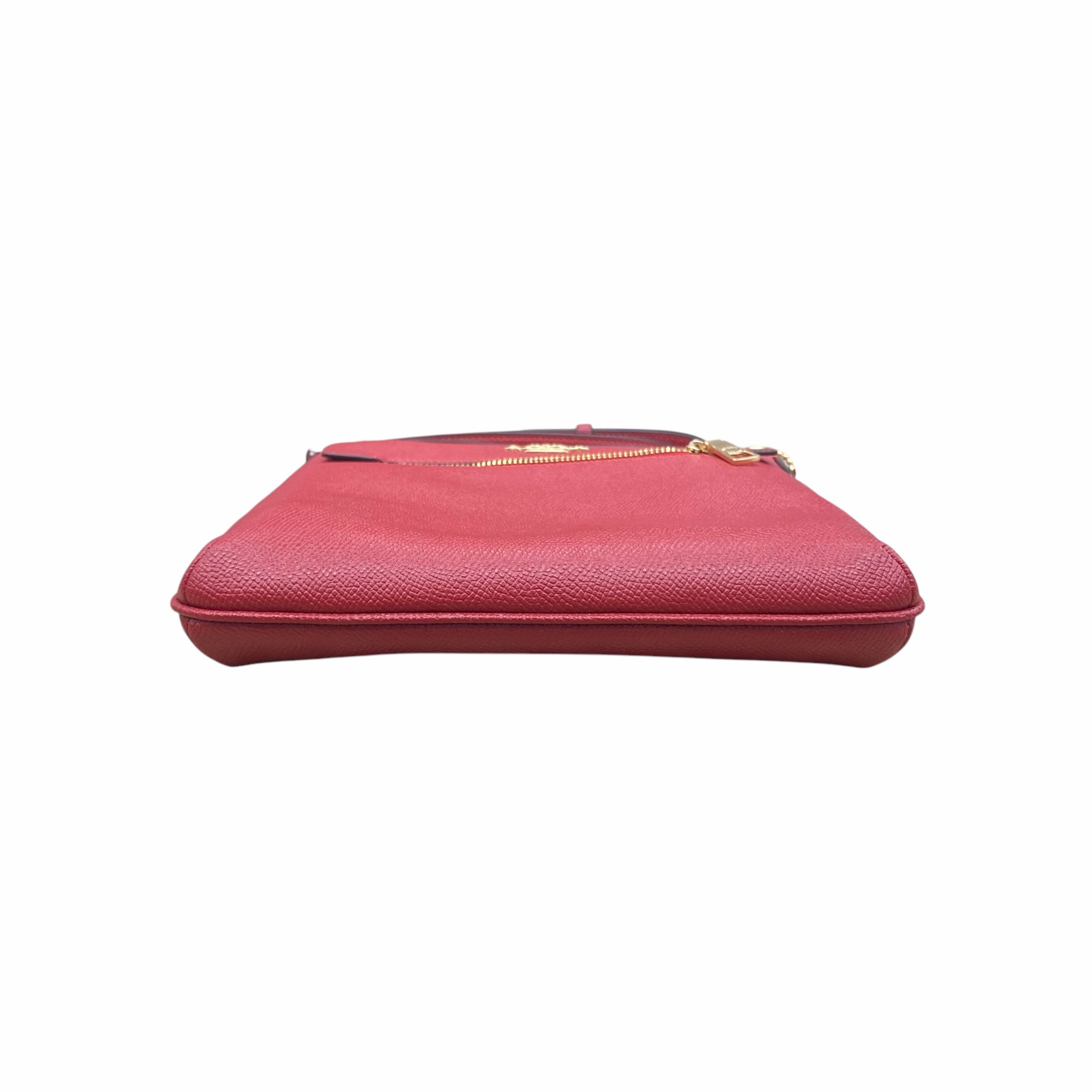 Handbag Designer By Coach In Gold & Red, Size:Small
