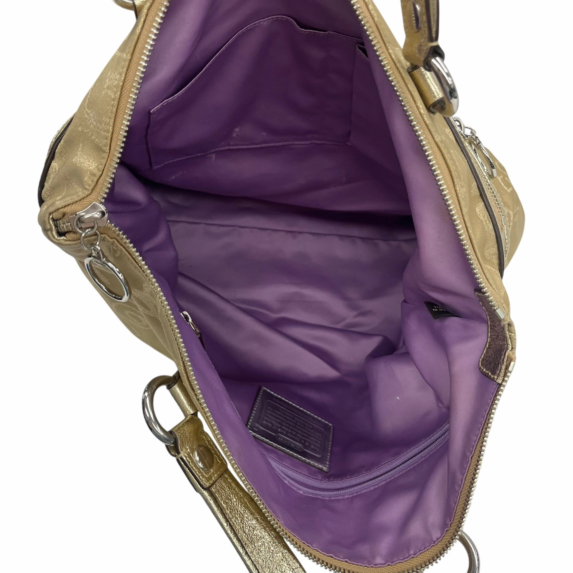 Handbag Designer By Coach In Gold, Size:Large