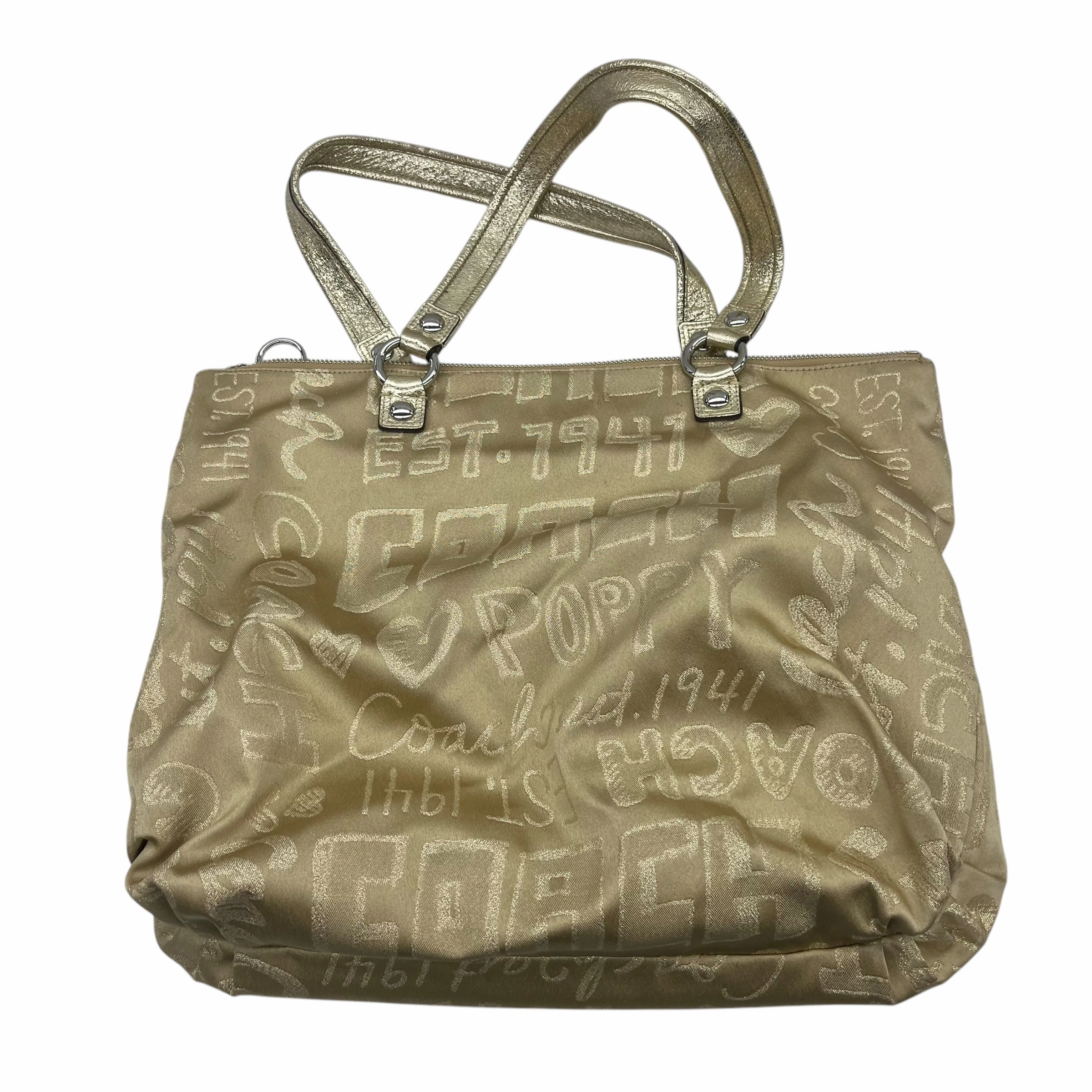 Handbag Designer By Coach In Gold, Size:Large
