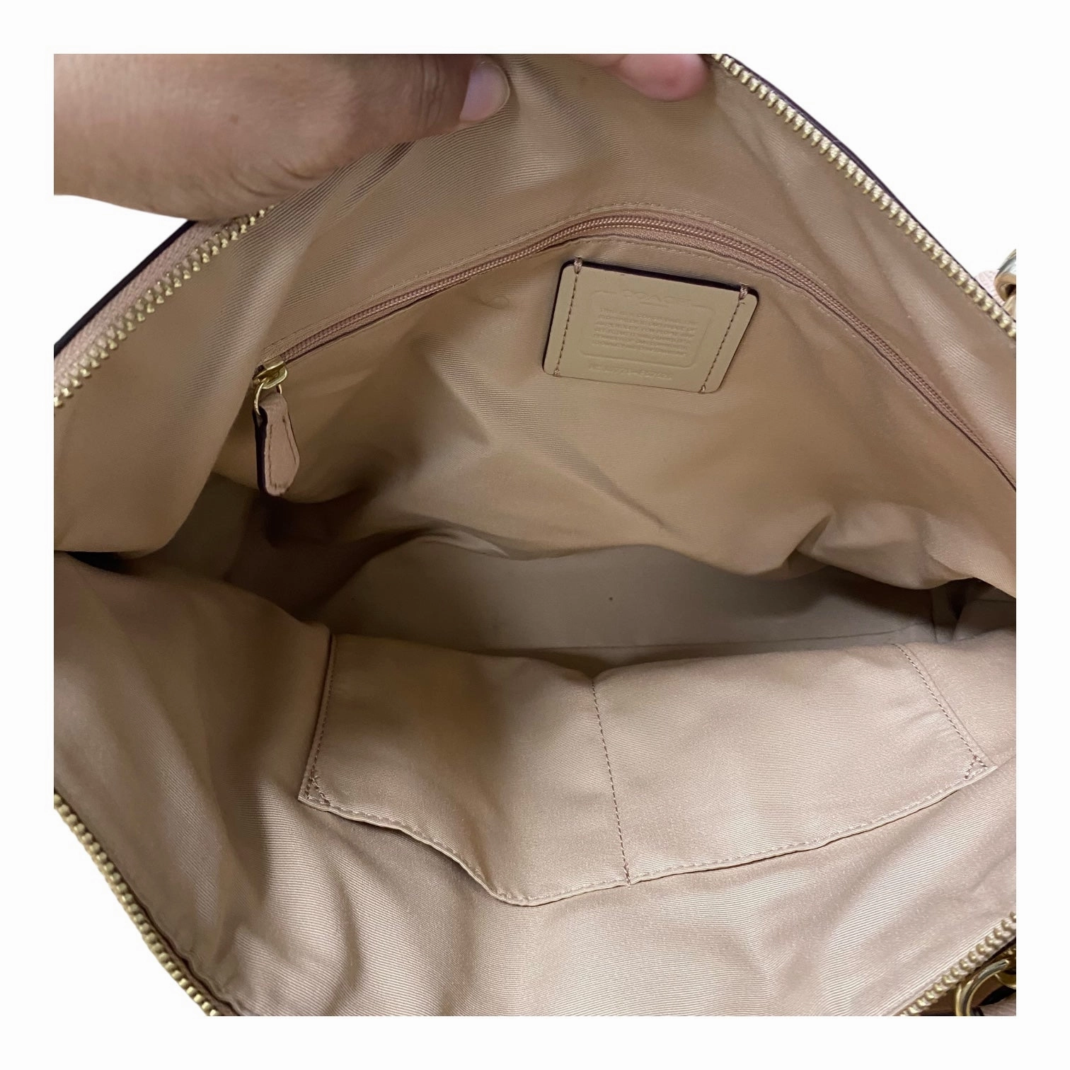 Handbag Designer By Coach In Peach, Size:Large