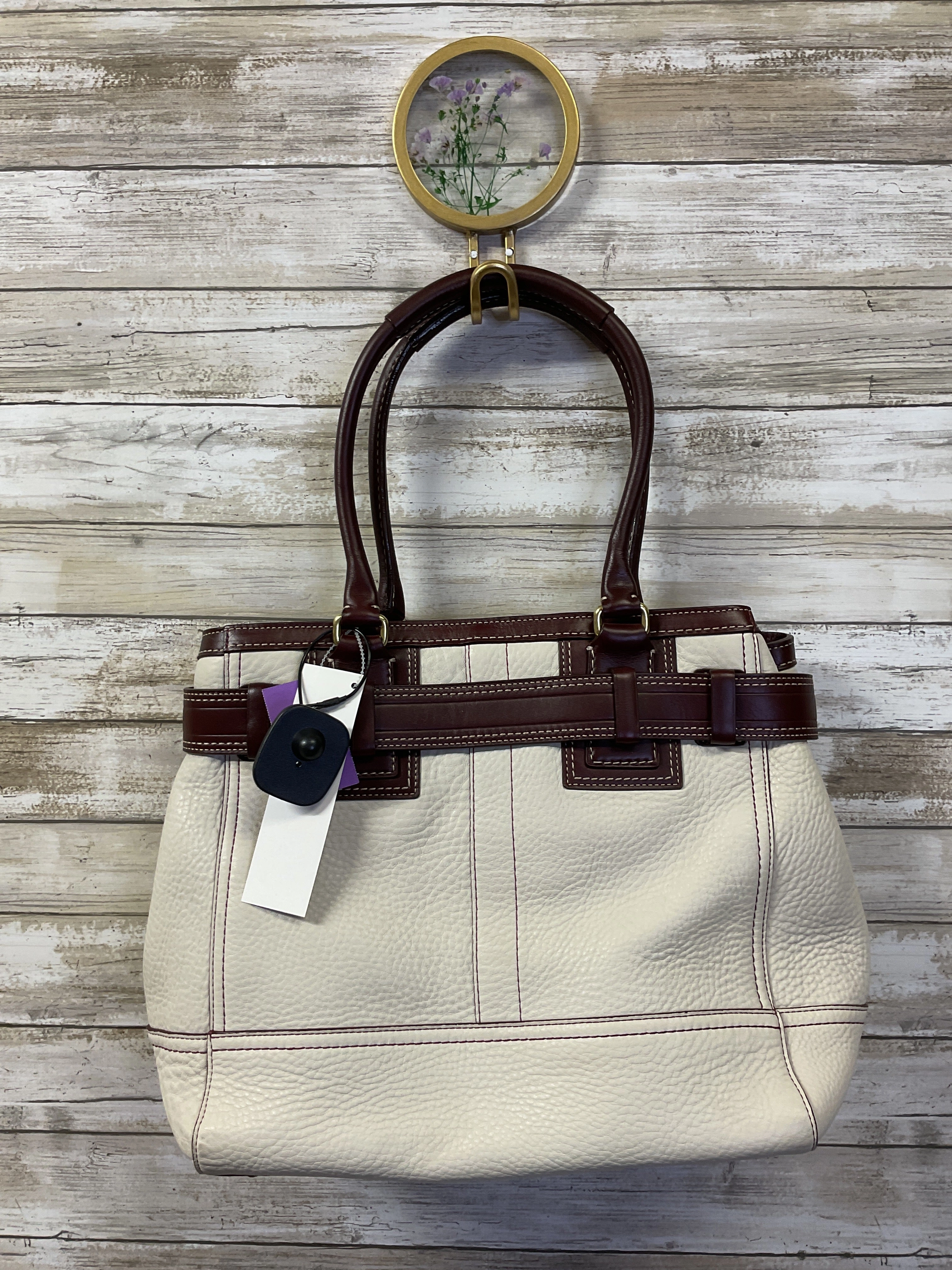 Handbag Designer By Coach In Purple & White, Size:Medium