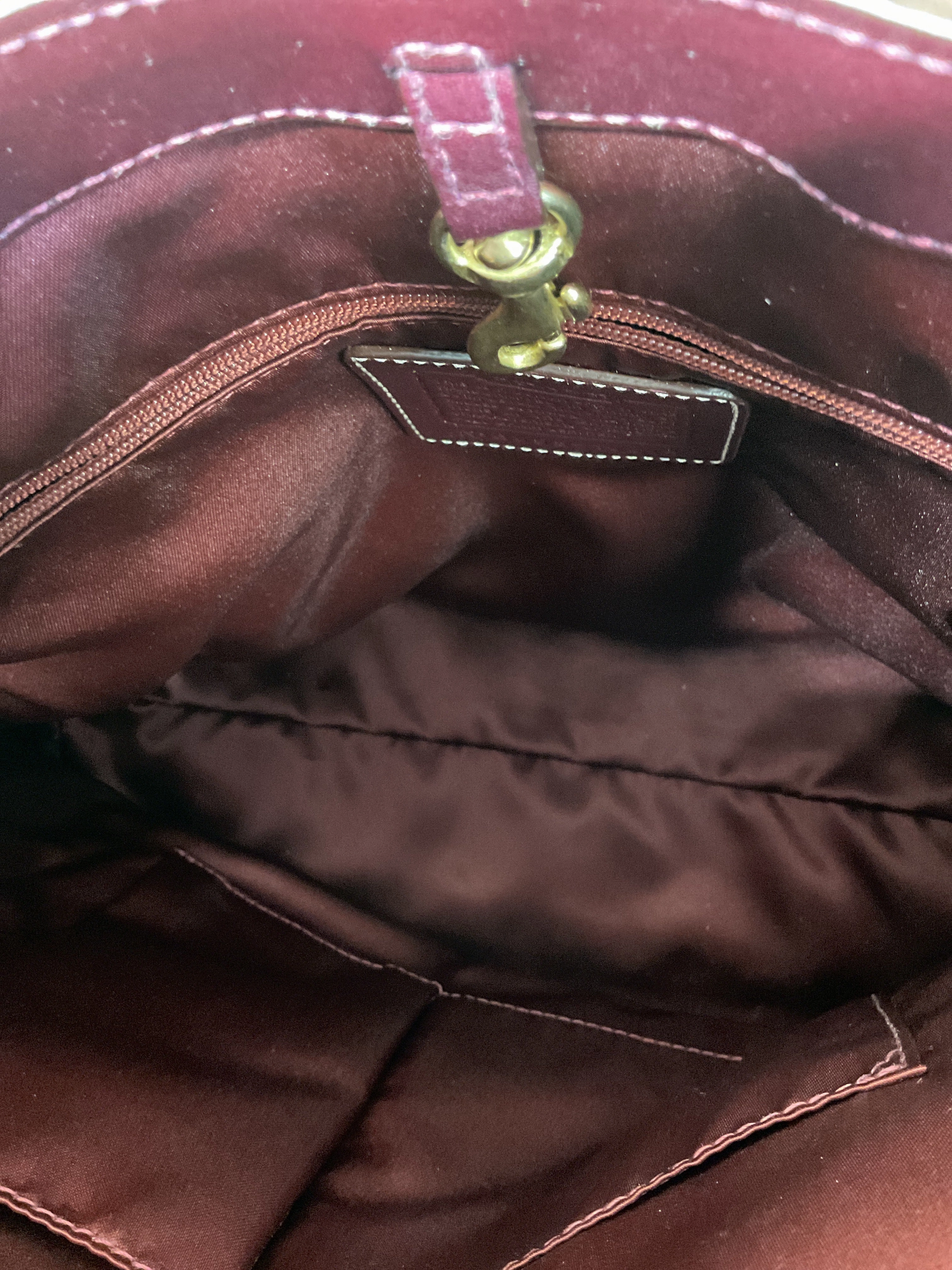 Handbag Designer By Coach In Purple & White, Size:Medium