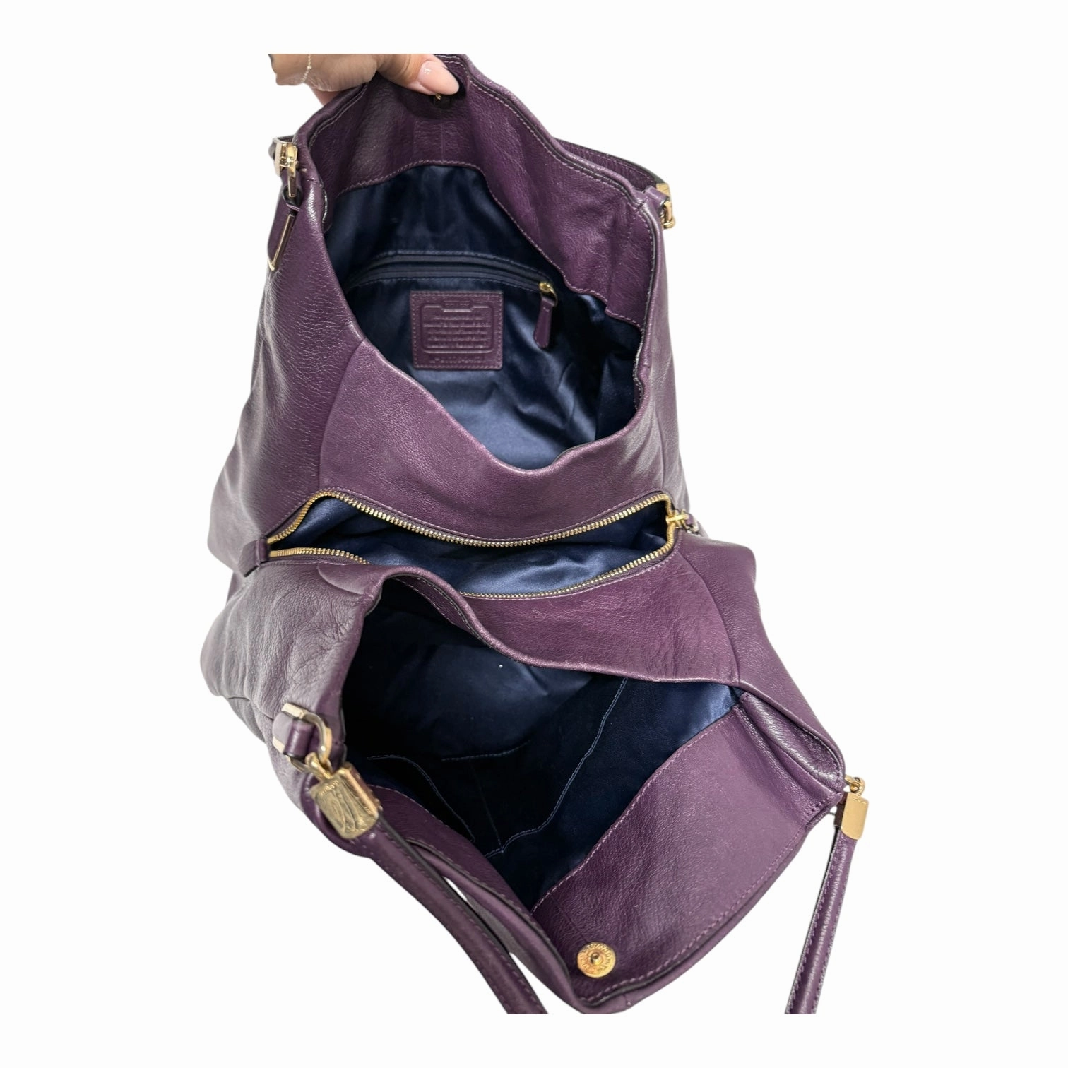 Handbag Designer By Coach In Purple, Size:Medium