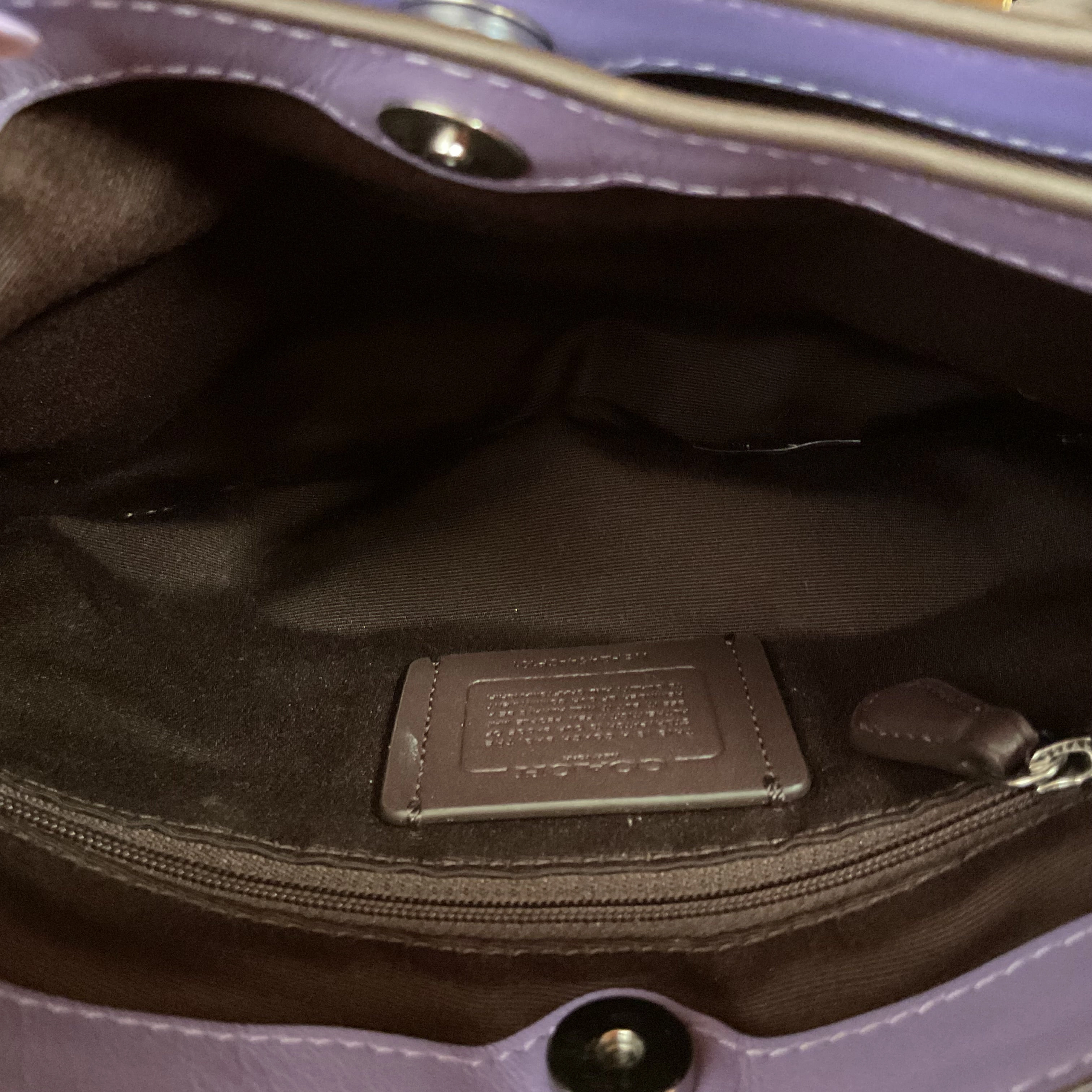 Handbag Designer By Coach In Purple, Size:Medium