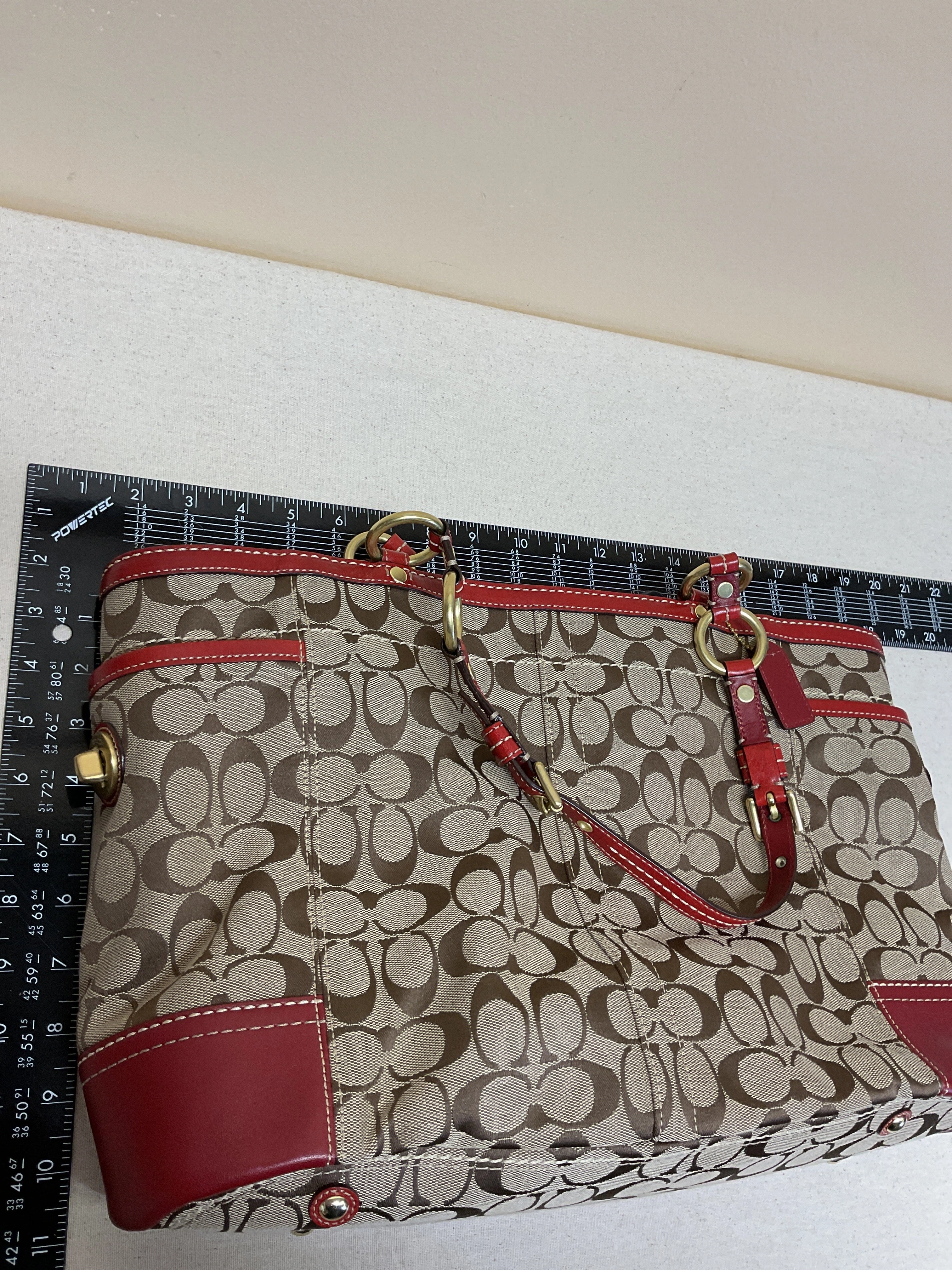 Handbag Designer By Coach In Red, Size:Large