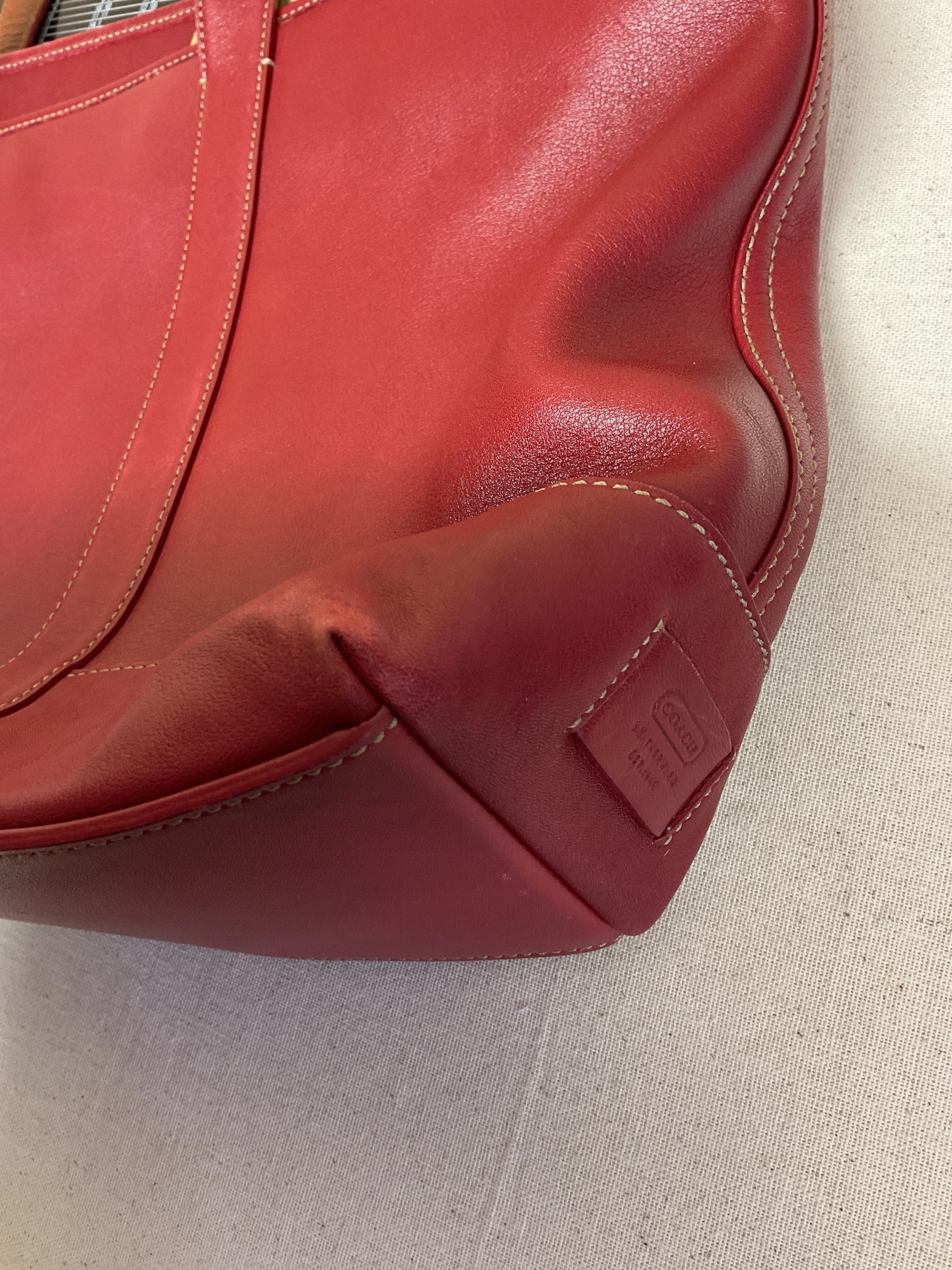 Handbag Designer By Coach In Red, Size:Large